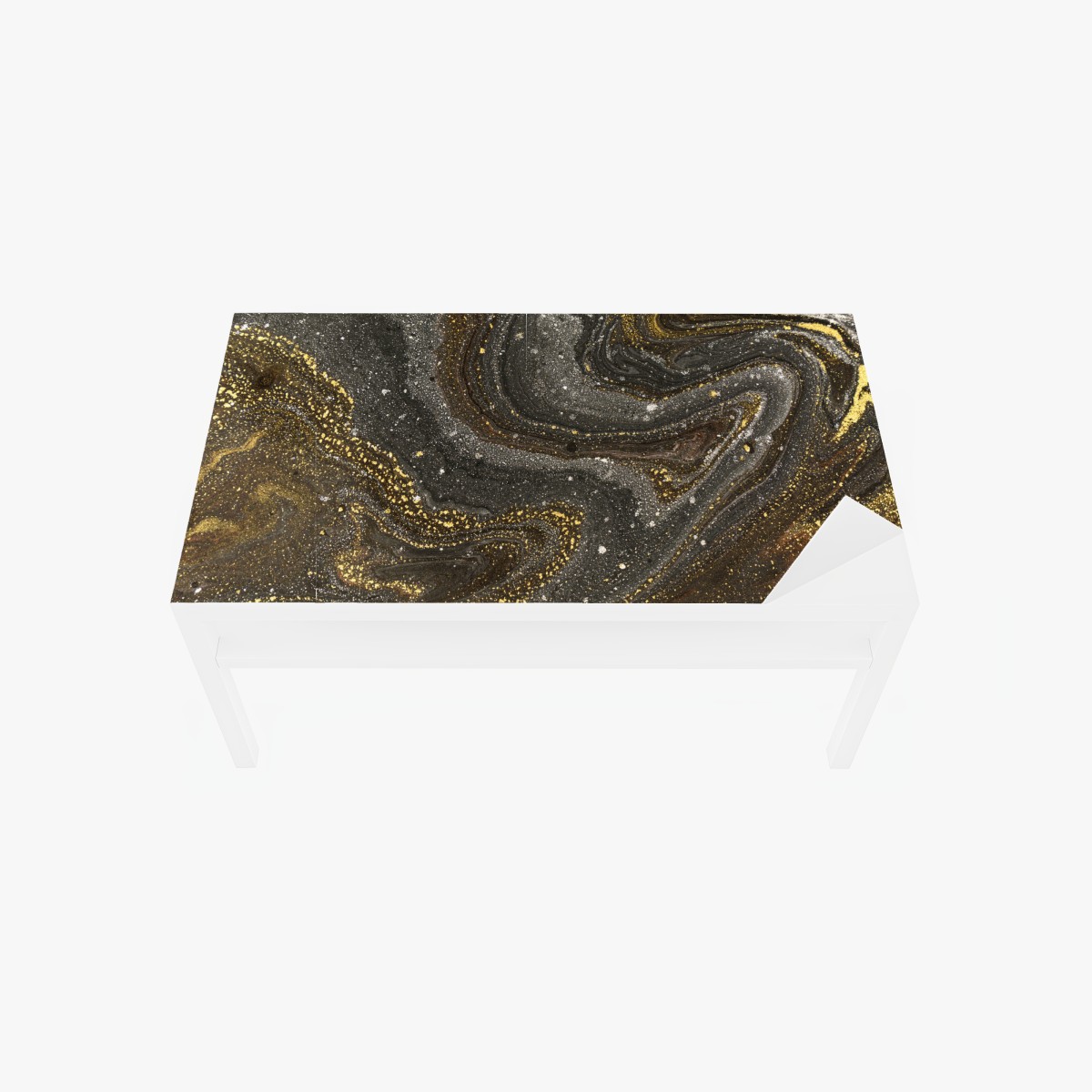 Tischaufkleber und Schreibtischaufkleber gold-schwarzer marmorwirbel – Wallnifity®