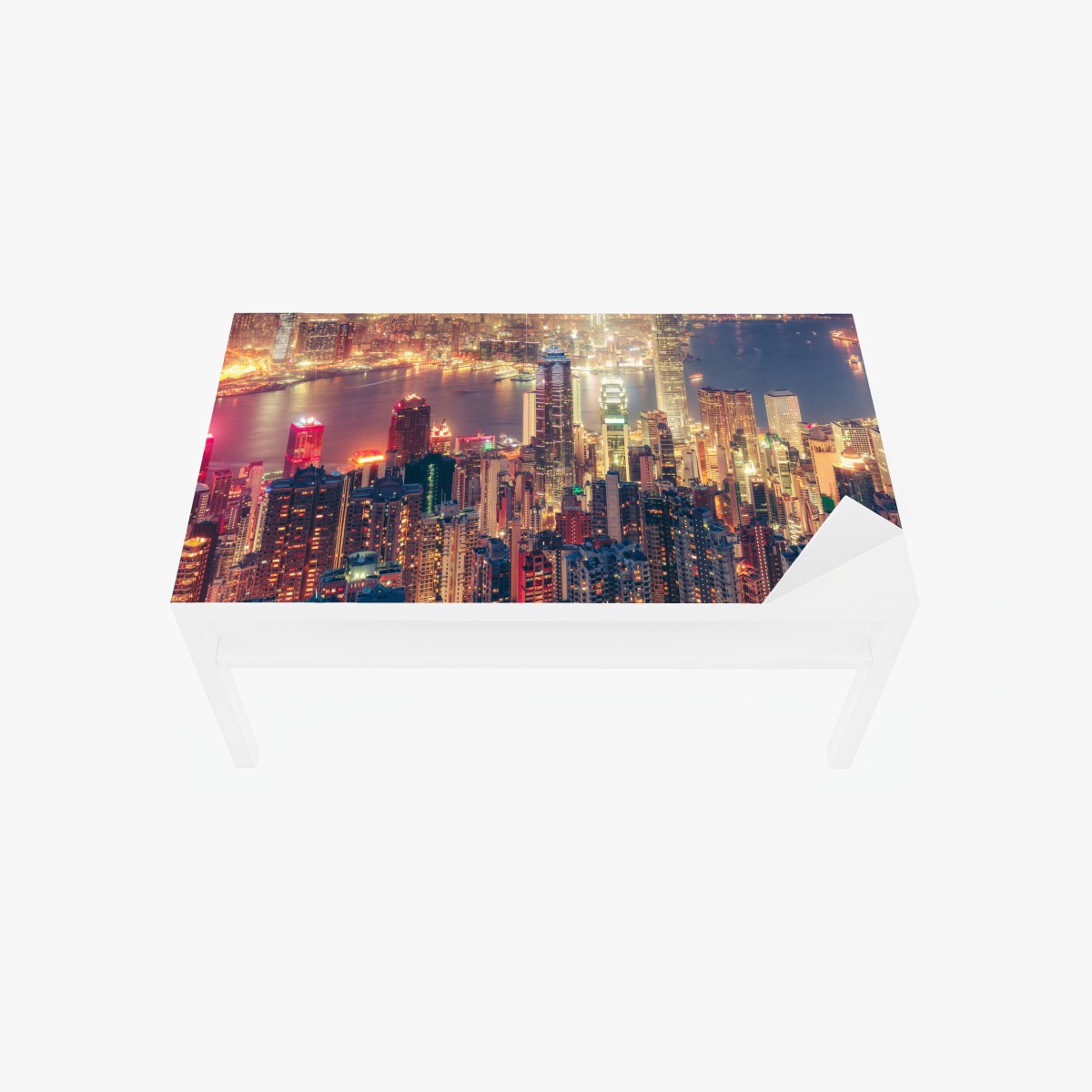 Tischaufkleber und Schreibtischaufkleber Hongkong skyline bei nacht vom Victoria Peak – Wallnifity®