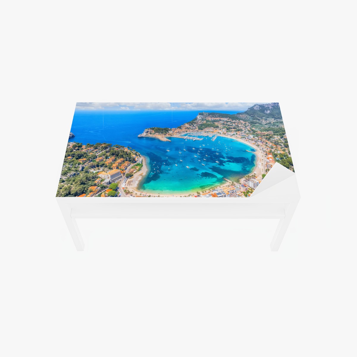 Tischaufkleber und Schreibtischaufkleber luftaufnahme der bucht von Port de Sóller – Wallnifity®