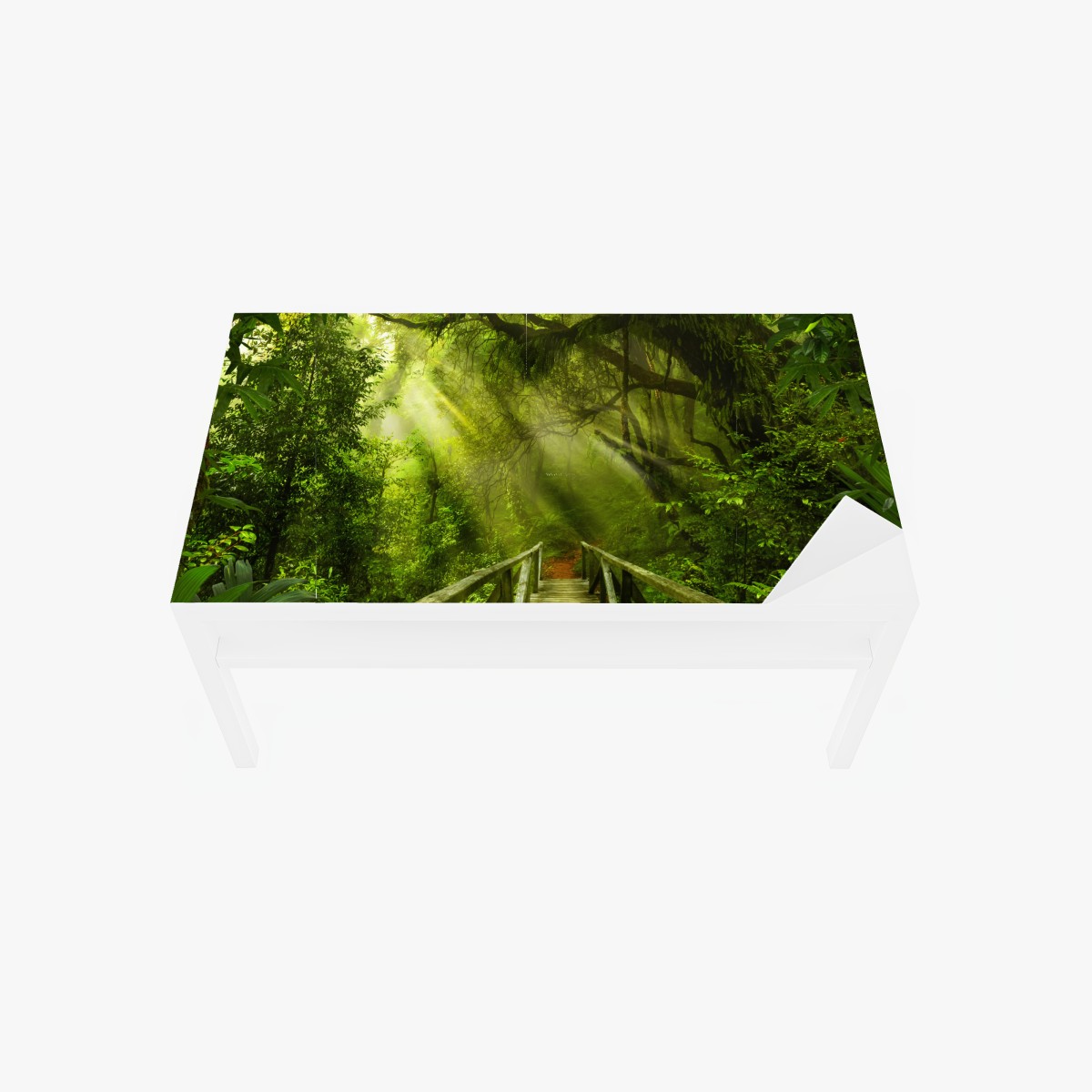 Tischaufkleber und Schreibtischaufkleber sonnenbeschienener waldweg – Wallnifity®