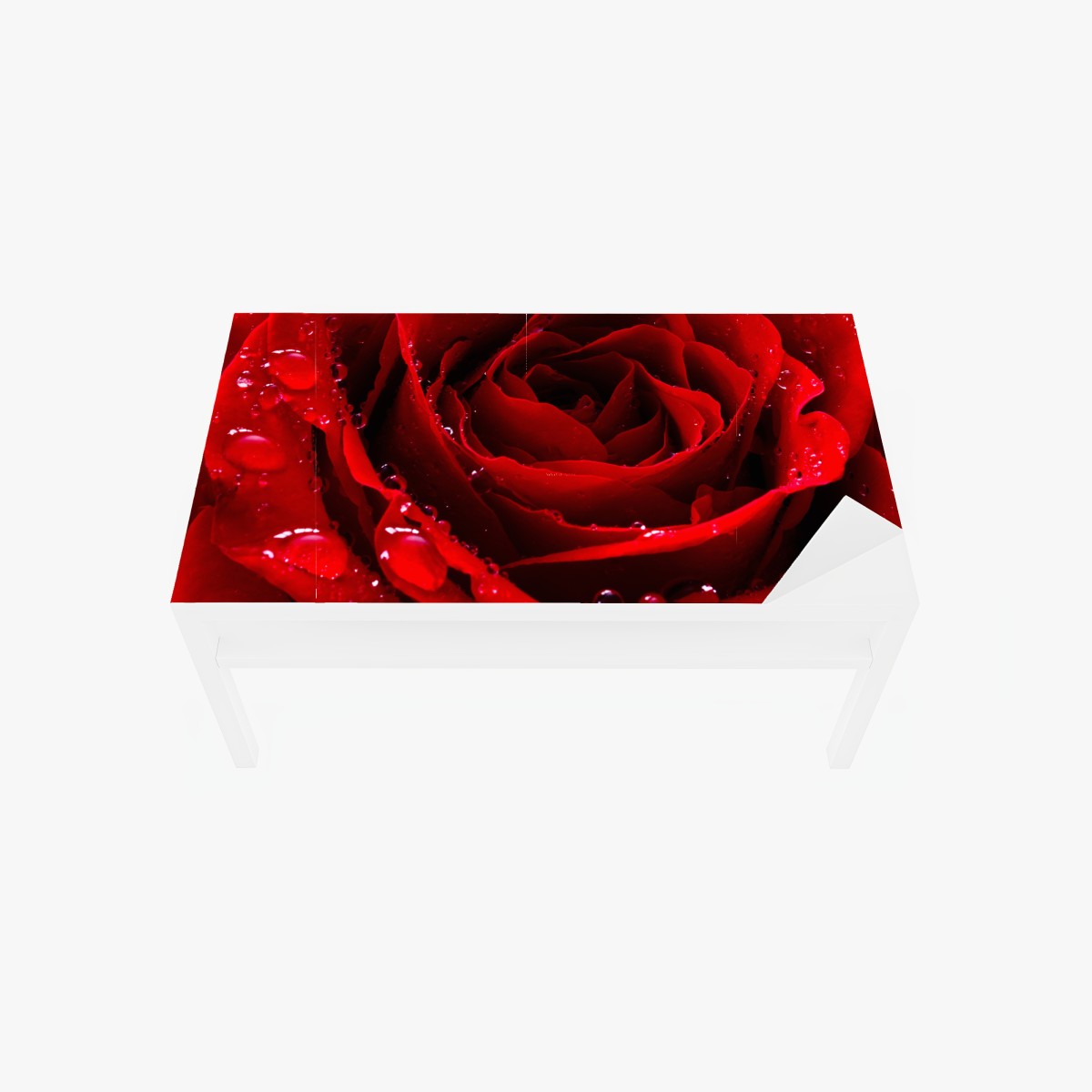 Tischaufkleber und Schreibtischaufkleber leuchtend rote rose nahaufnahme – Wallnifity®