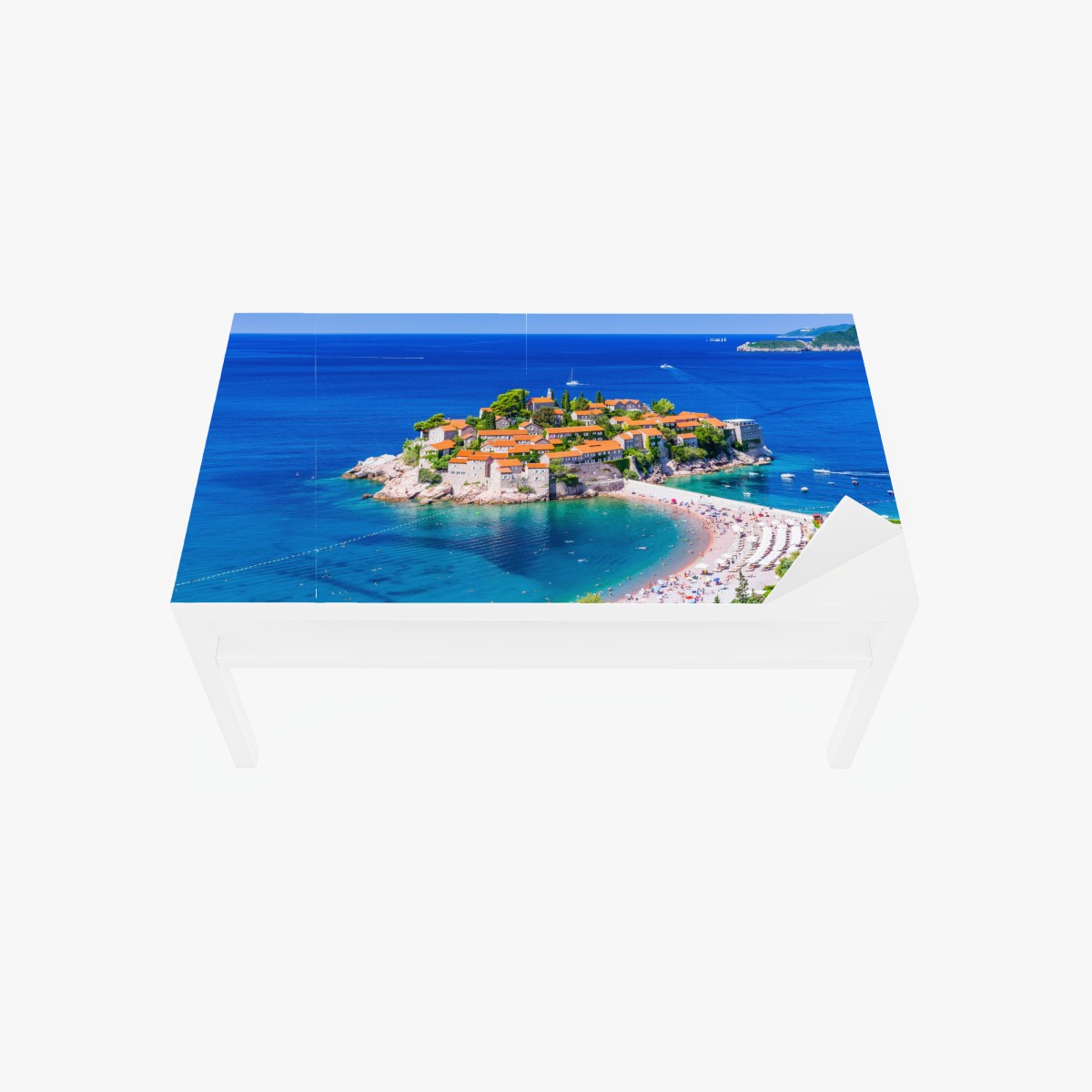 Tischaufkleber und Schreibtischaufkleber Sveti Stefan, Montenegro historischer inselkurort – Wallnifity®