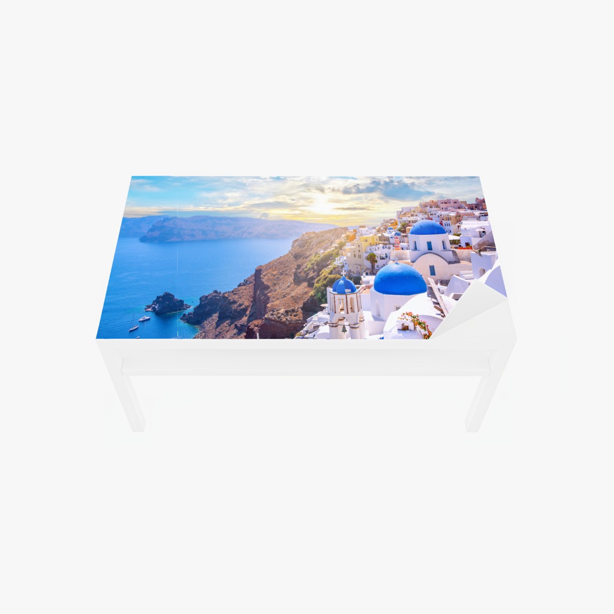 Tischaufkleber und Schreibtischaufkleber sonniges Oia auf der caldera von Santorini – Wallnifity®