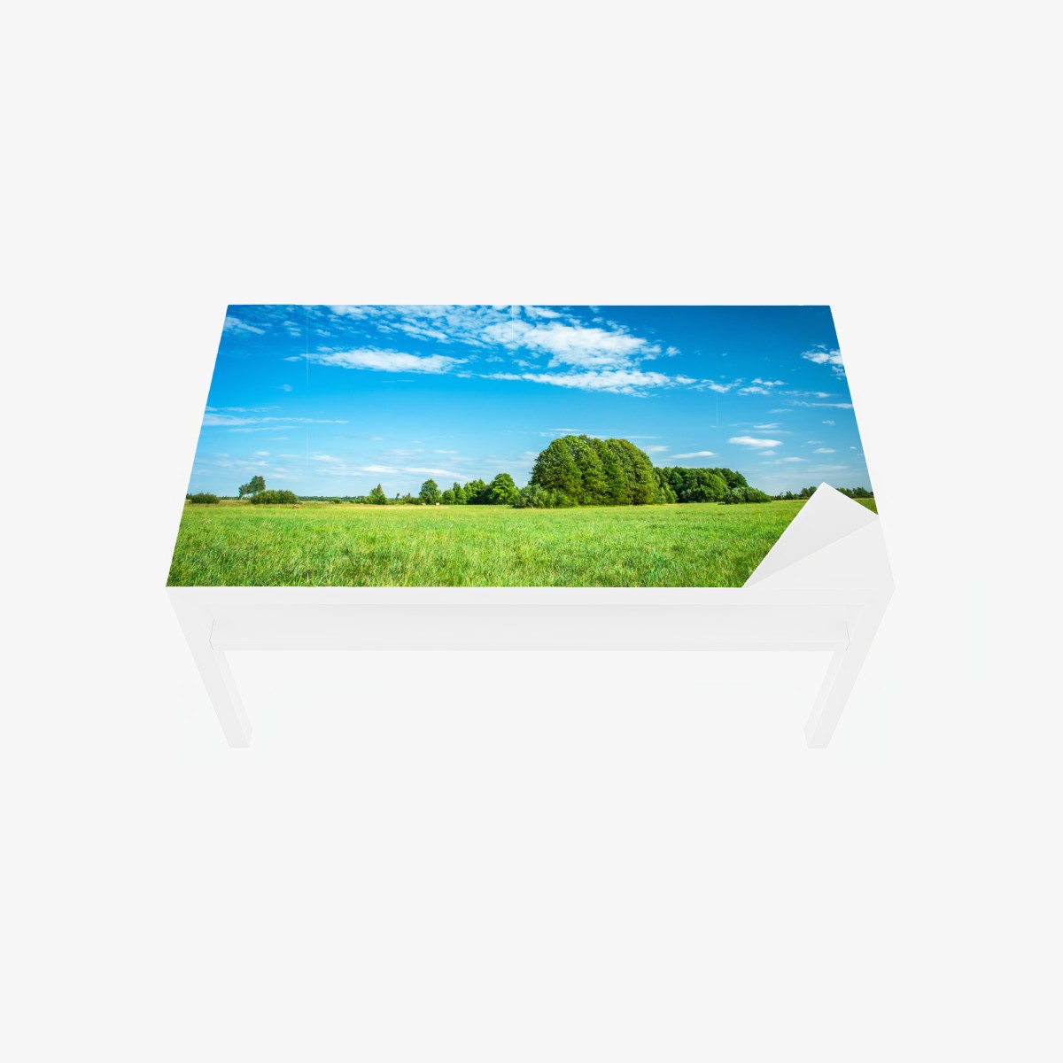 Tischaufkleber und Schreibtischaufkleber sonnige grüne wiese unter blauem himmel – Wallnifity®