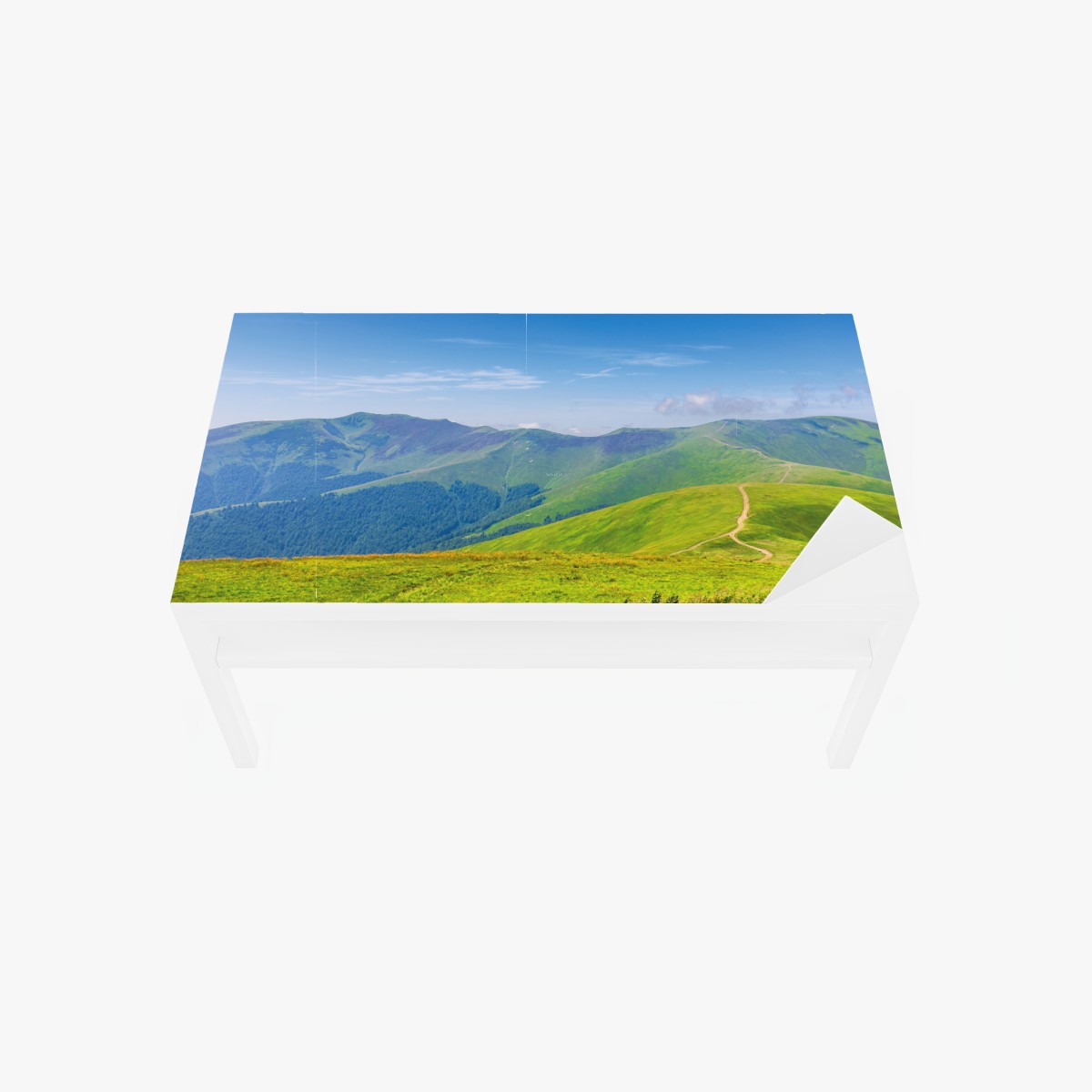 Tischaufkleber und Schreibtischaufkleber sonnige Borzhava-wiese, Transkarpatien, Ukraine – Wallnifity®