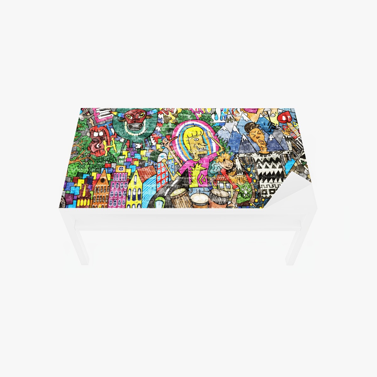Tischaufkleber und Schreibtischaufkleber farbenfrohes graffiti-wandbild – Wallnifity®