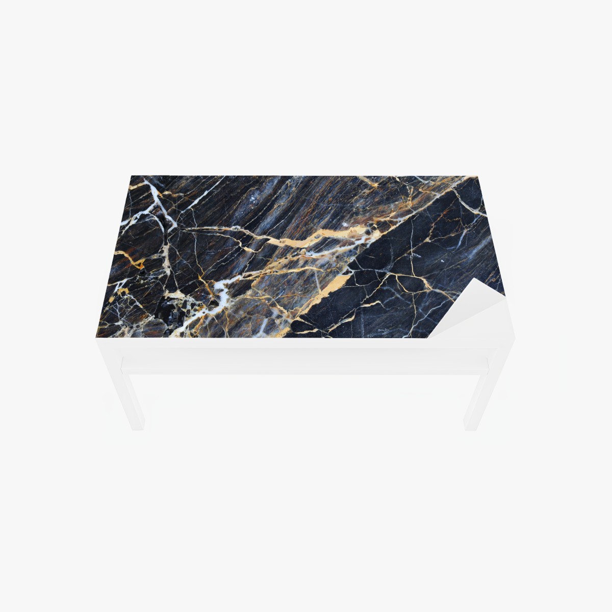 Tischaufkleber und Schreibtischaufkleber dunkler marmor mit goldenen und cremefarbenen adern – Wallnifity®