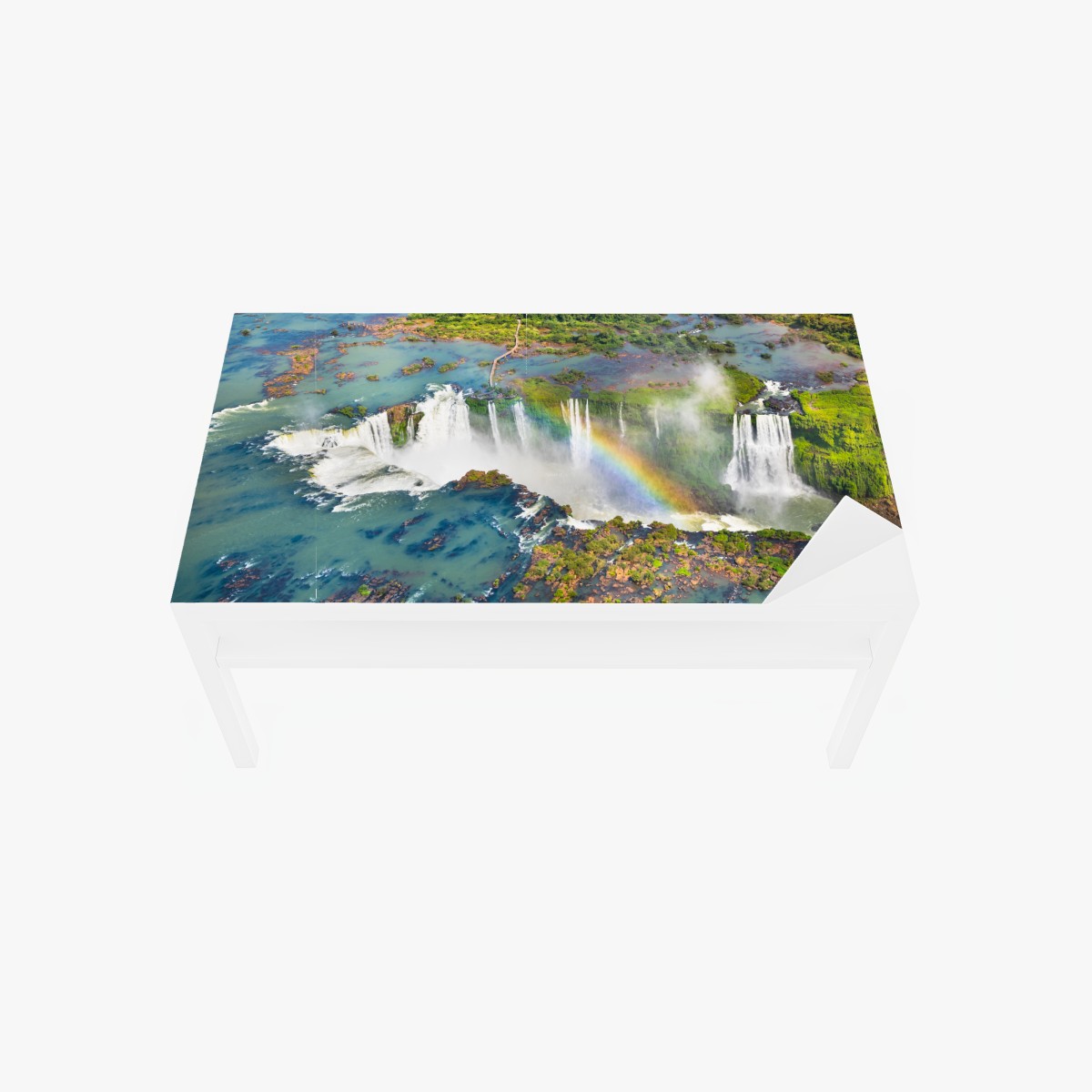 Tischaufkleber und Schreibtischaufkleber luftaufnahme tropischer wasserfälle mit regenbogen – Wallnifity®