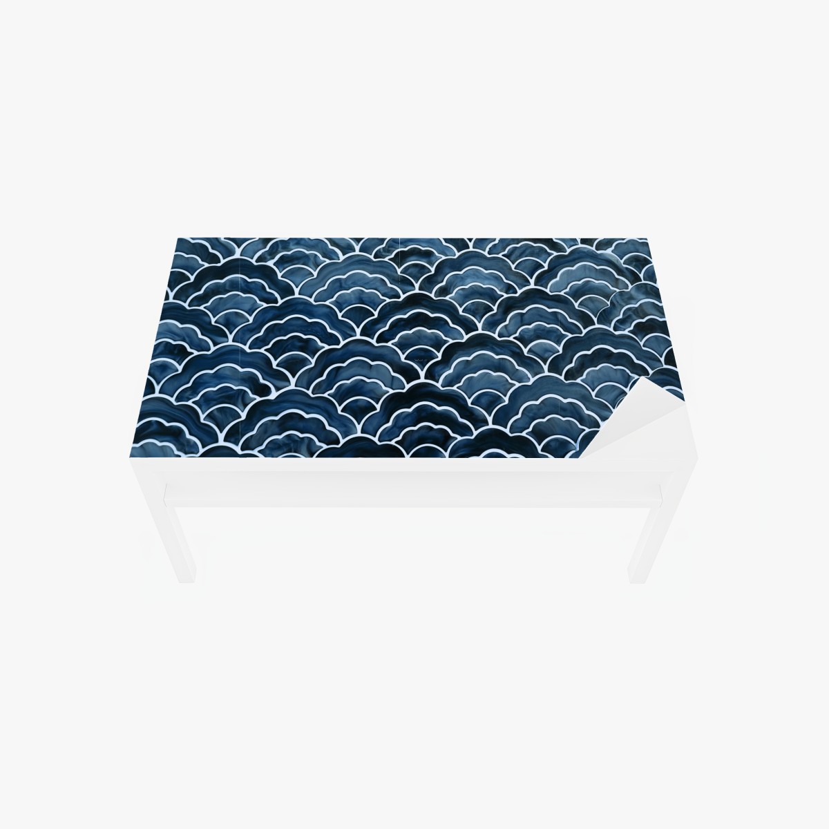 Tischaufkleber und Schreibtischaufkleber japanisches blaues seigaiha-wellenmuster – Wallnifity®