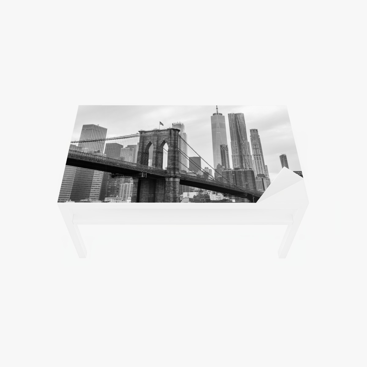 Tischaufkleber und Schreibtischaufkleber Brooklyn Bridge und New York skyline in graustufen – Wallnifity®