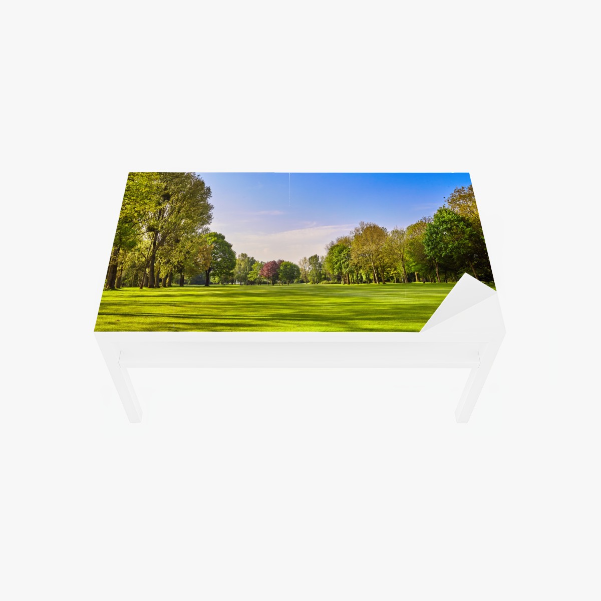 Tischaufkleber und Schreibtischaufkleber sonnige panoramaaufnahme eines stadtparks – Wallnifity®