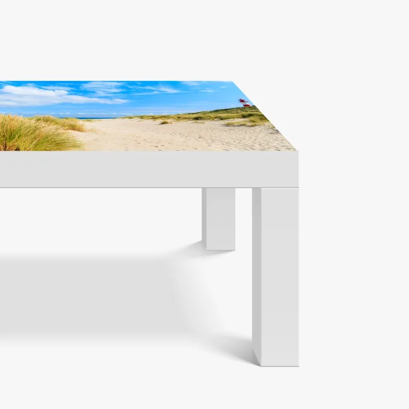 Tischaufkleber und Schreibtischaufkleber nebliger sonnenaufgang über holzsteg – Wallnifity®