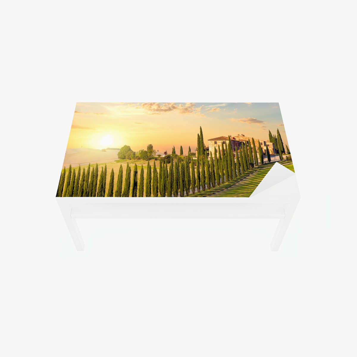 Tischaufkleber und Schreibtischaufkleber Toskana sonnenuntergang zypressenallee – Wallnifity®