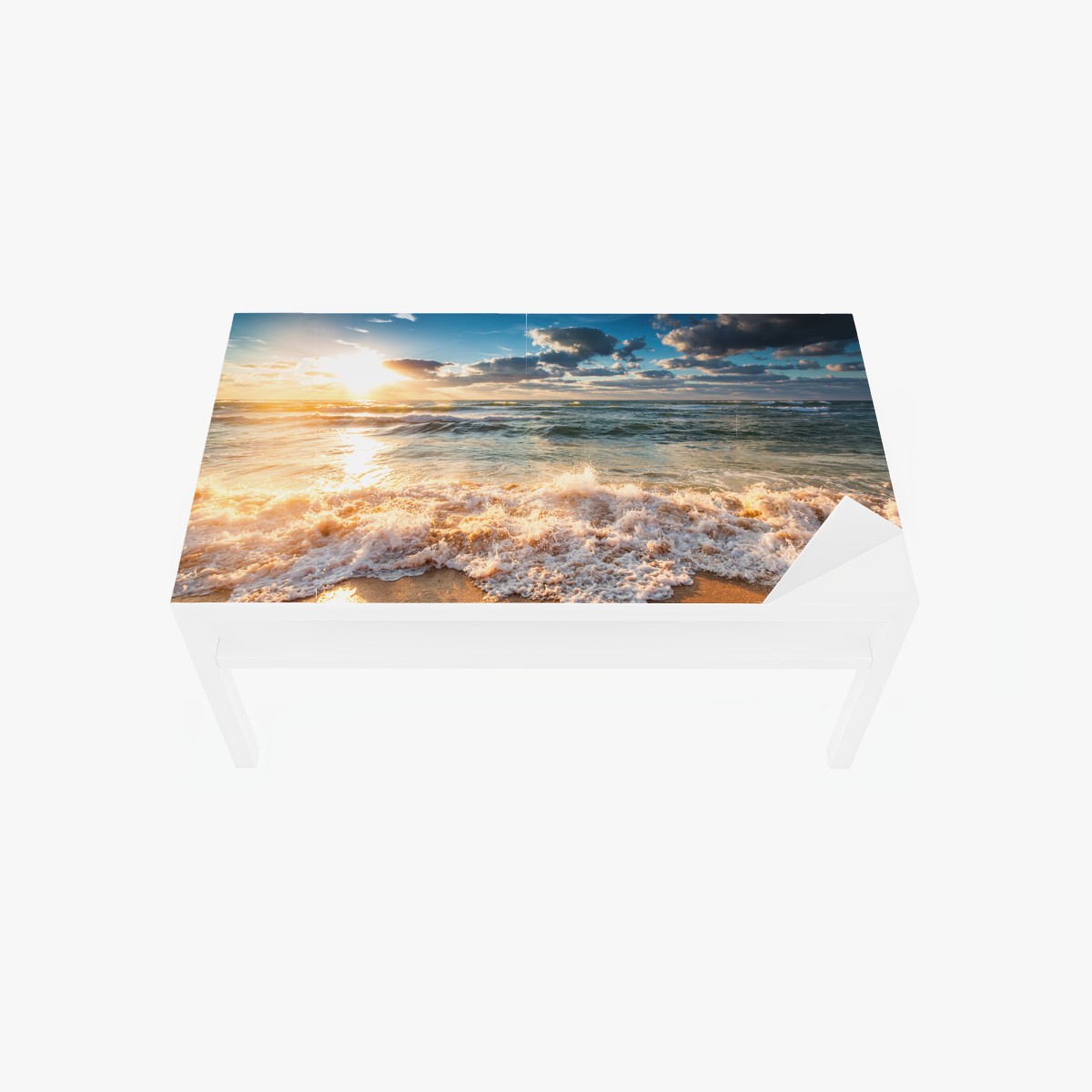 Tischaufkleber und Schreibtischaufkleber goldener sonnenaufgang über dem meer – Wallnifity®