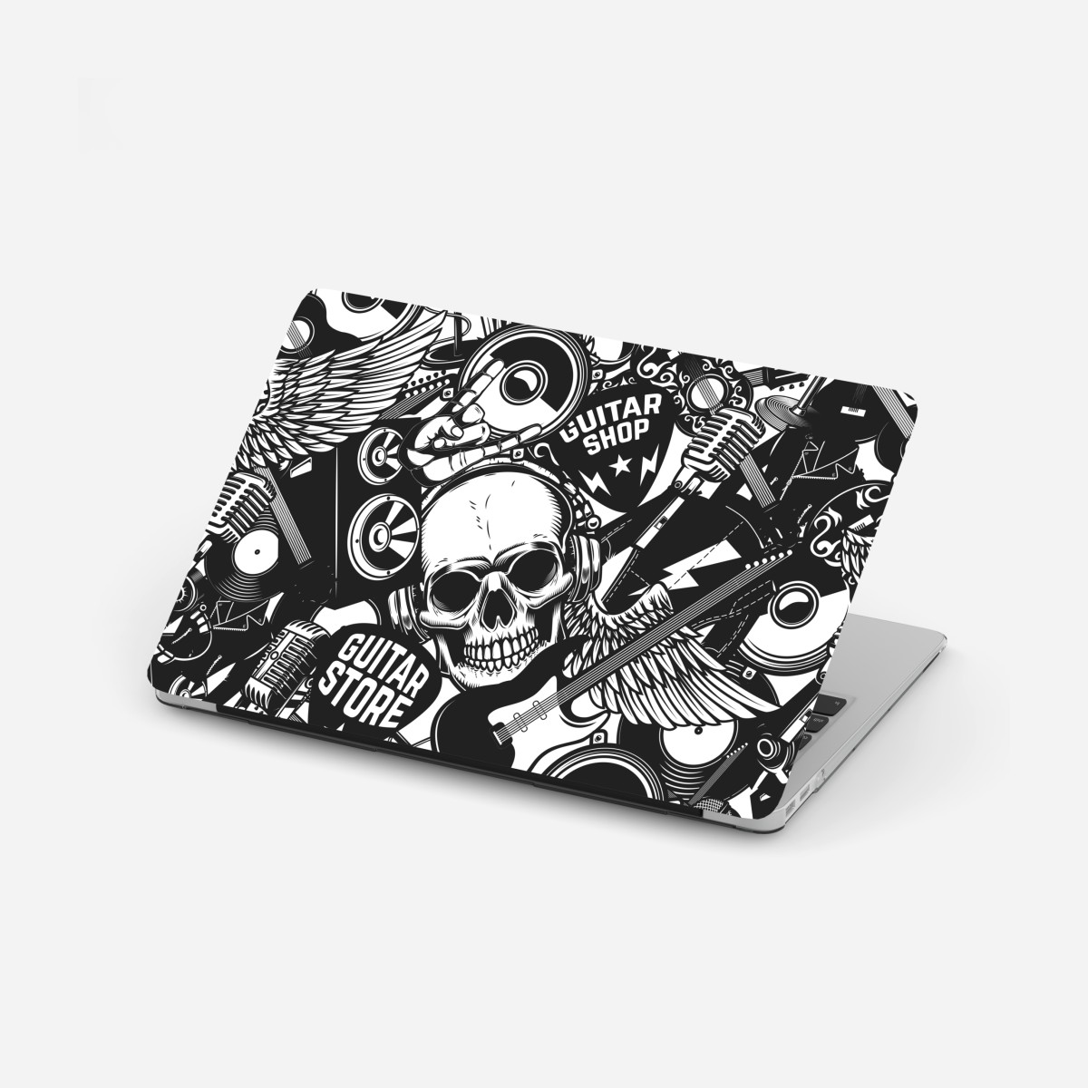 Laptop-Aufkleber rock-collage mit schädel und gitarre – Wallnifity®