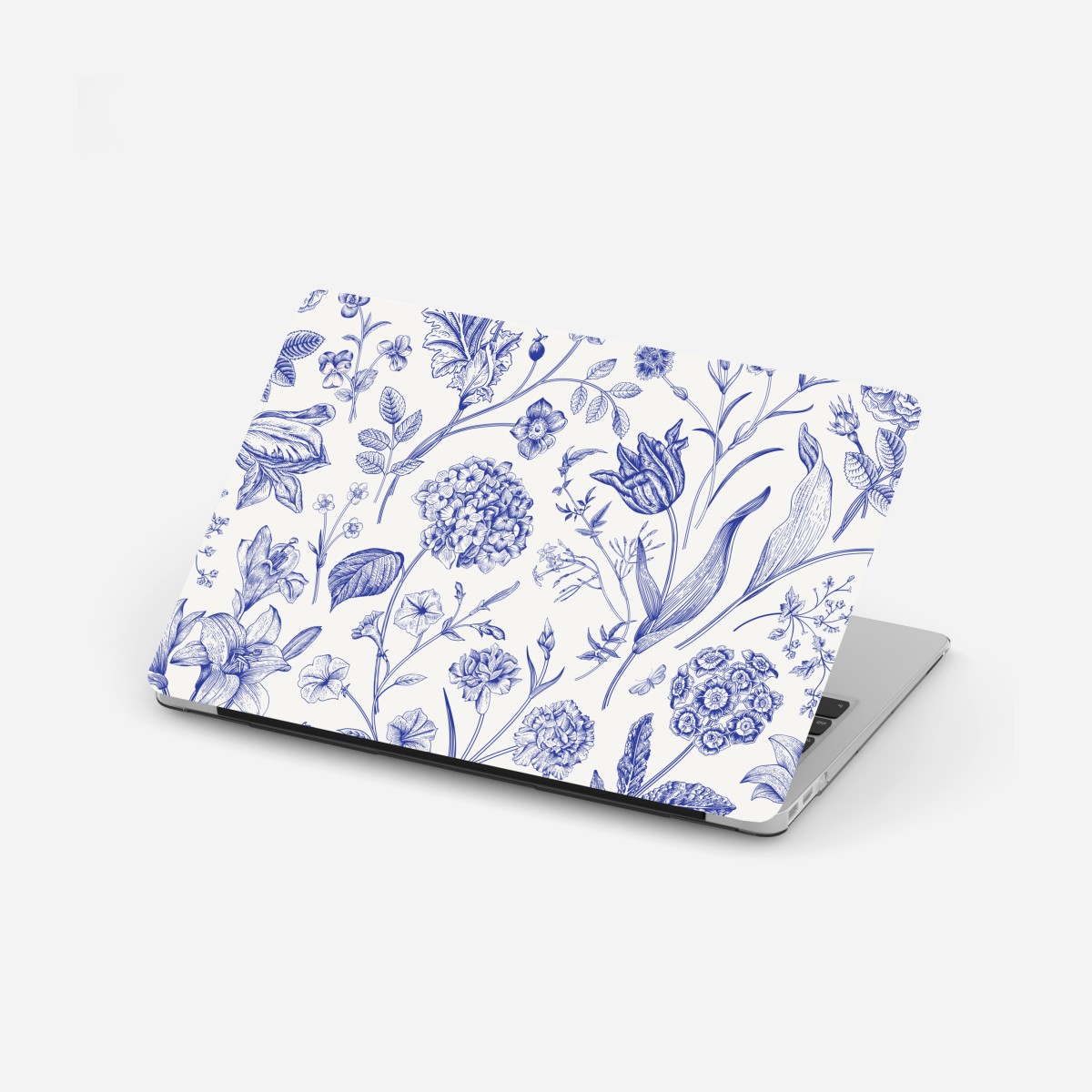 Laptop-Aufkleber klassisches blaues toile blumenmuster – Wallnifity®