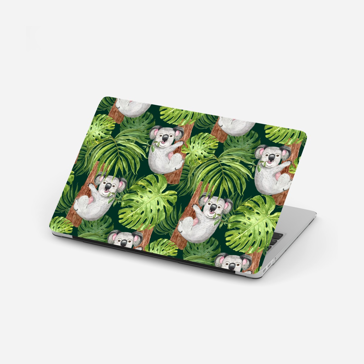 Laptop-Aufkleber niedliches aquarell-koala-muster mit tropischen blättern – Wallnifity®
