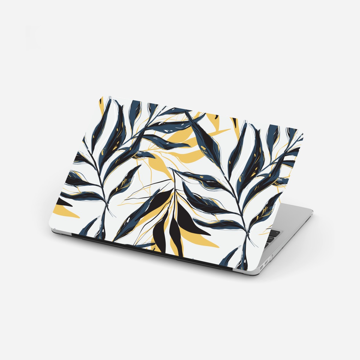 Laptop-Aufkleber marineblaue und goldene botanische blattkomposition – Wallnifity®