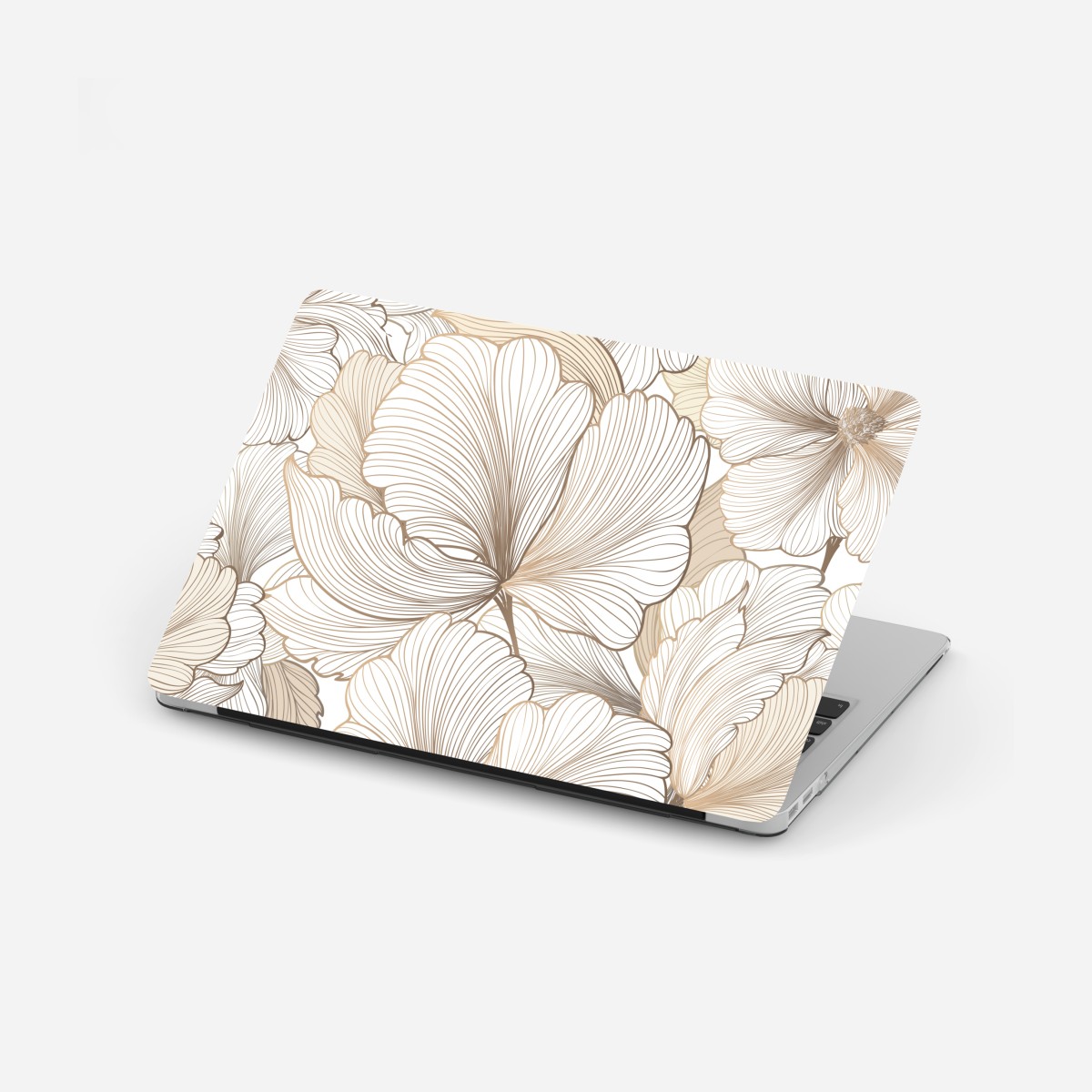 Laptop-Aufkleber zarte beige blumenillustration – Wallnifity®