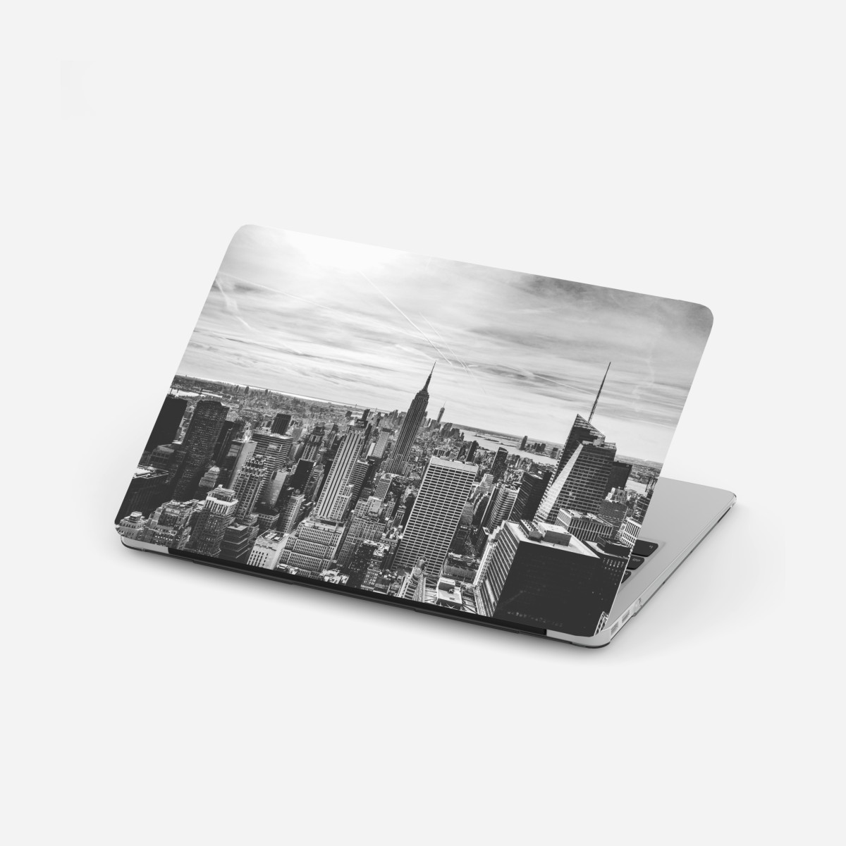 Laptop-Aufkleber panorama von New York in graustufen – Wallnifity®