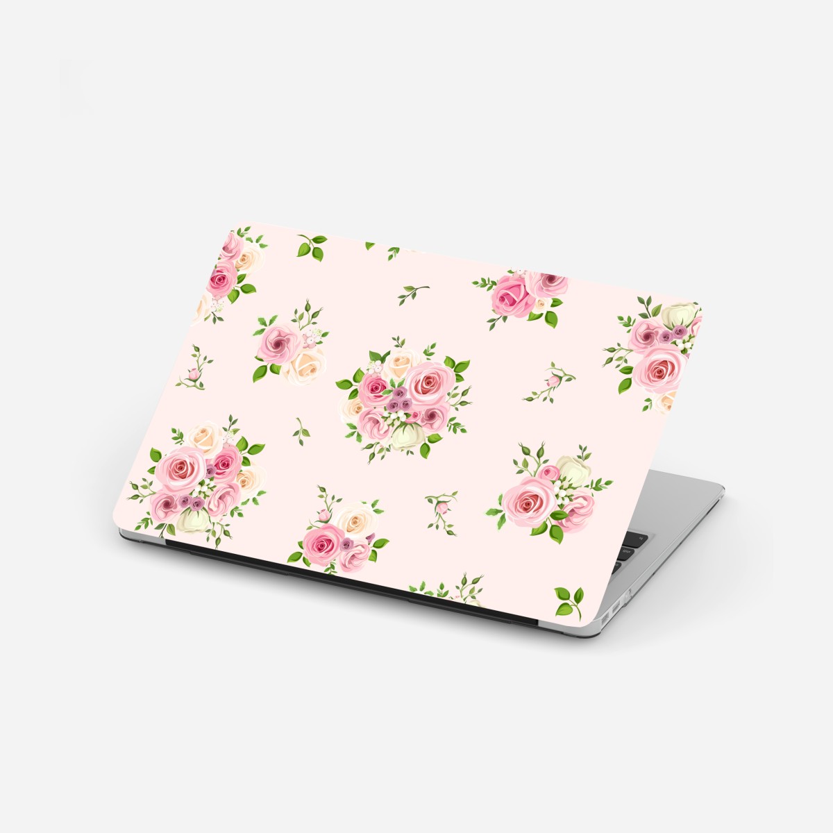 Laptop-Aufkleber zartes rosenmuster in pastellrosa – Wallnifity®