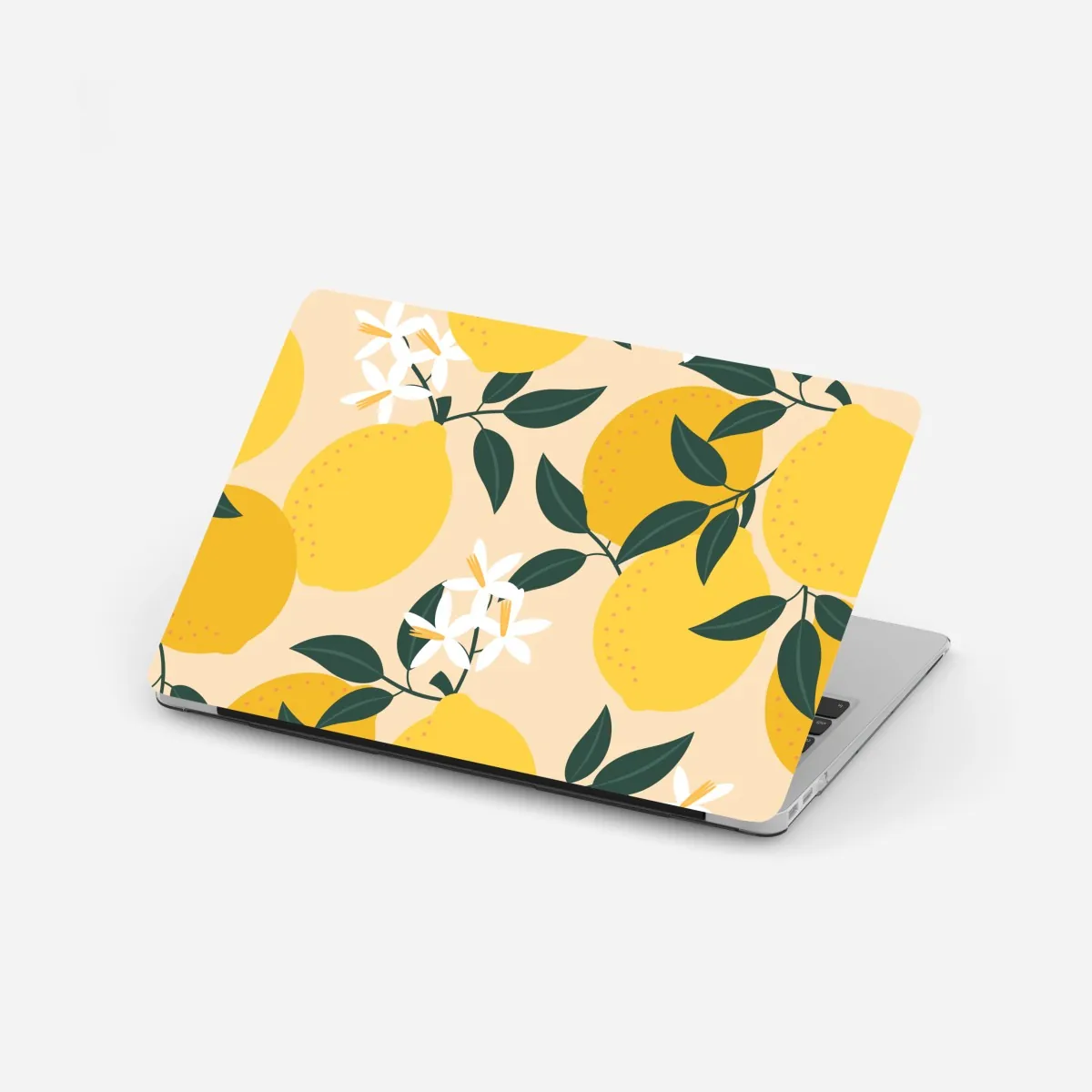 Laptop-Aufkleber leuchtendes zitronenmuster mit blüten – Wallnifity®
