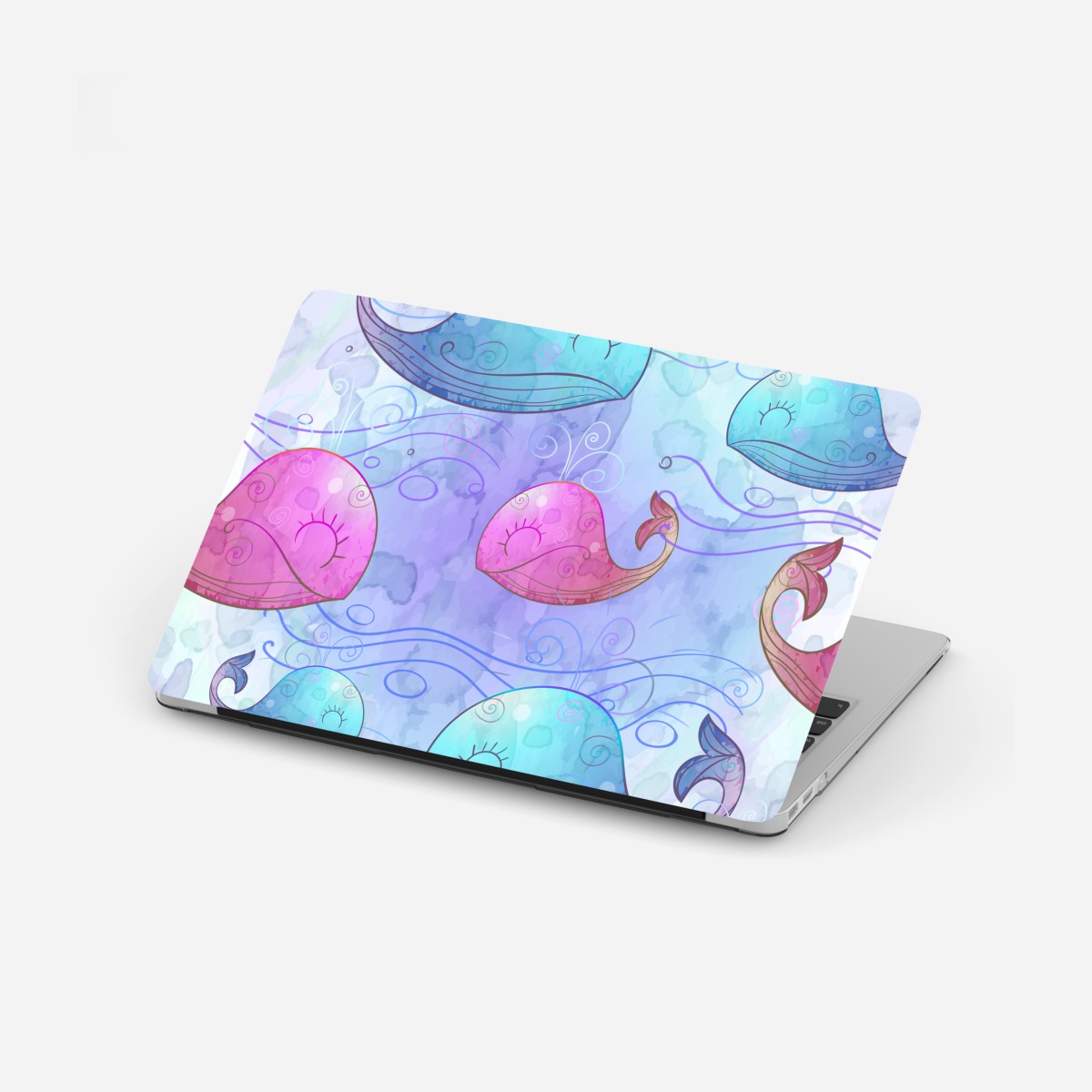 Laptop-Aufkleber aquarellwale im pastellmuster fürs kinderzimmer – Wallnifity®