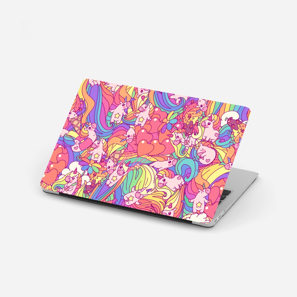 Laptop-Aufkleber verspieltes pastell-einhornmuster – Wallnifity®