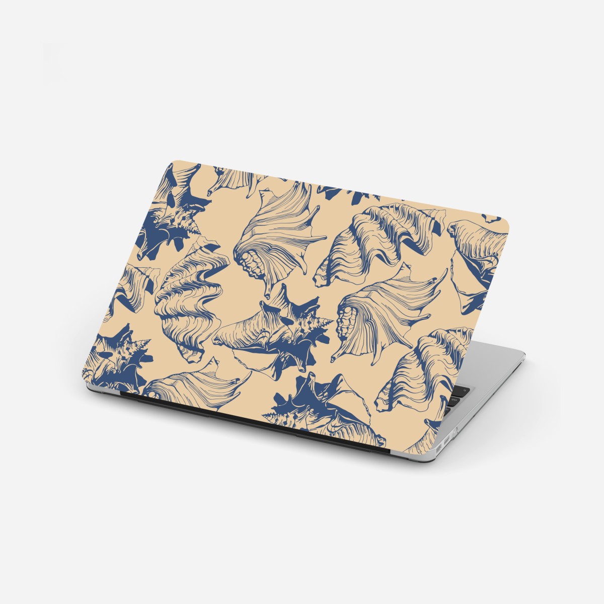 Laptop-Aufkleber muschelmuster in blau und beige – Wallnifity®