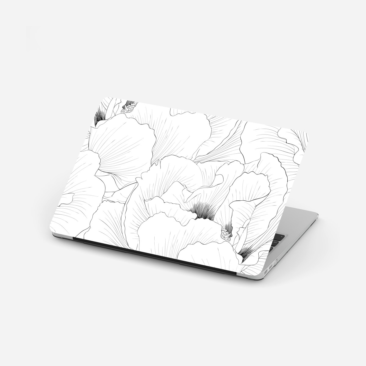 Laptop-Aufkleber feine botanische linienzeichnung mit blumen – Wallnifity®