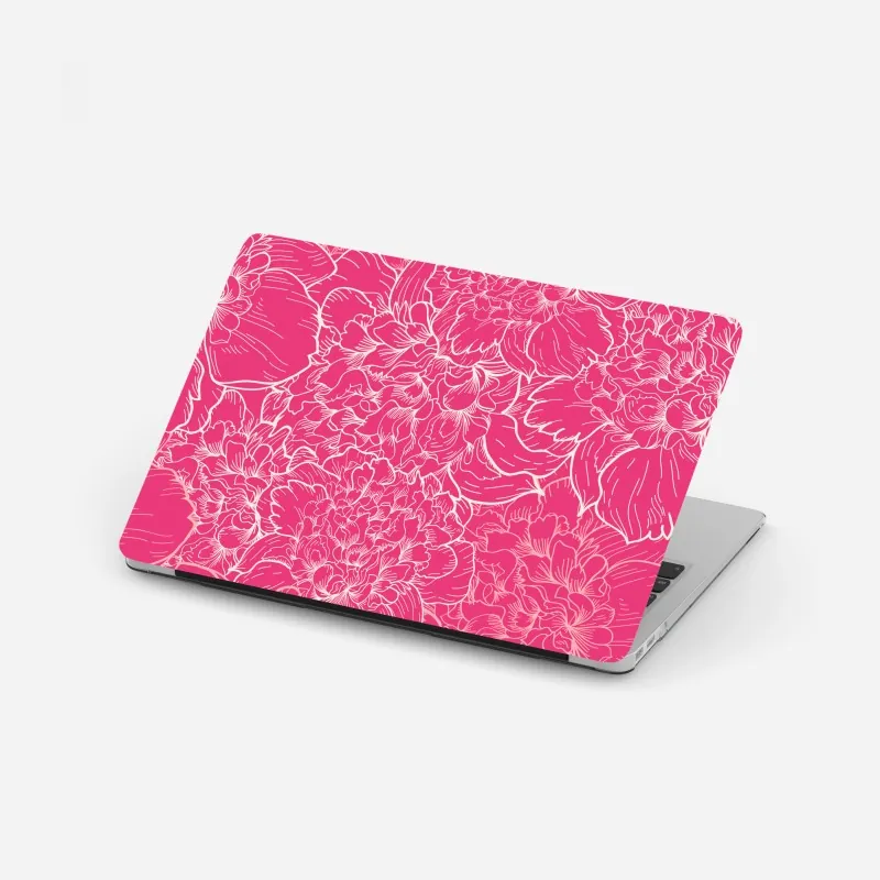 Laptop-Aufkleber leuchtendes rosa pfingstrosenmuster