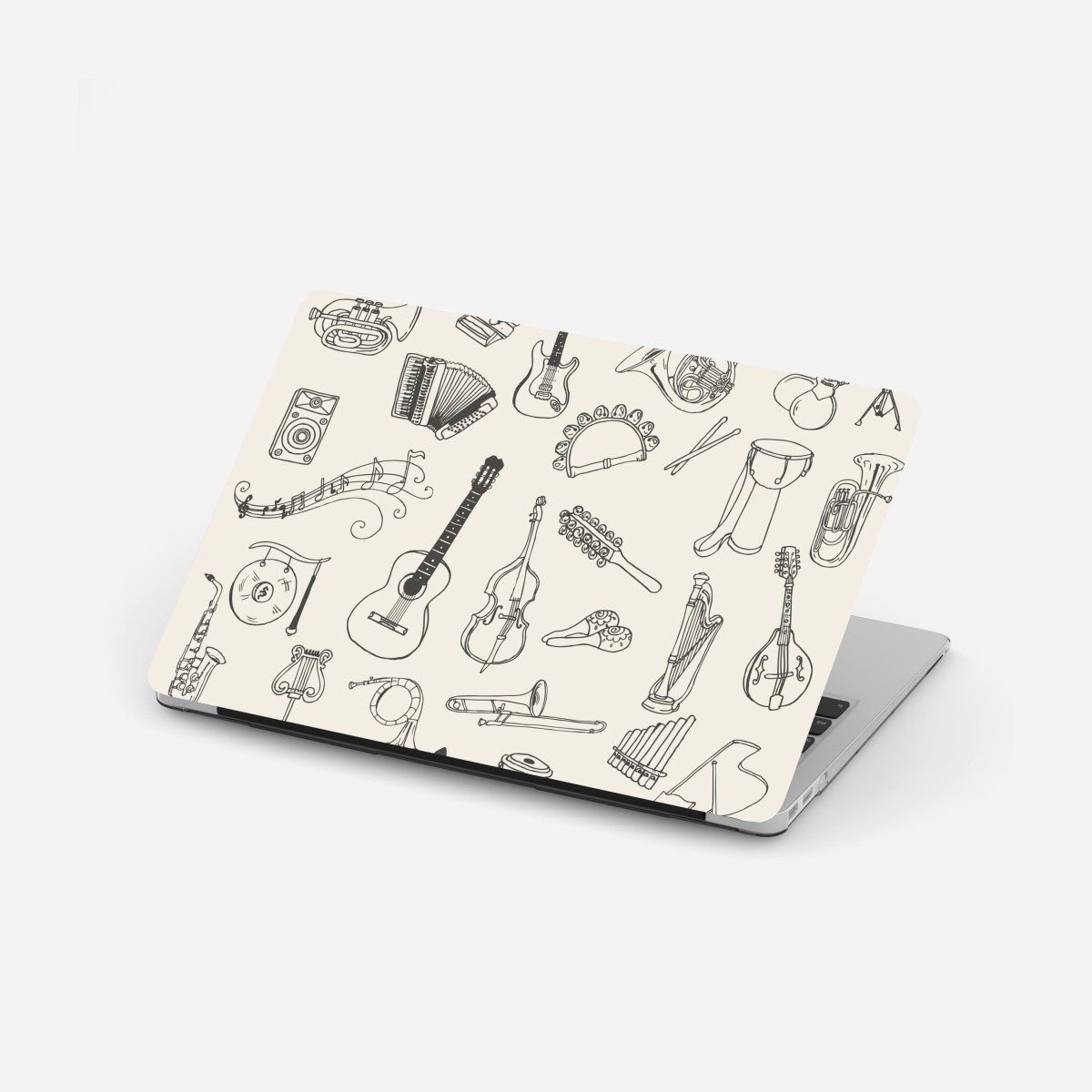 Laptop-Aufkleber handgezeichnete musikinstrumente collage – Wallnifity®