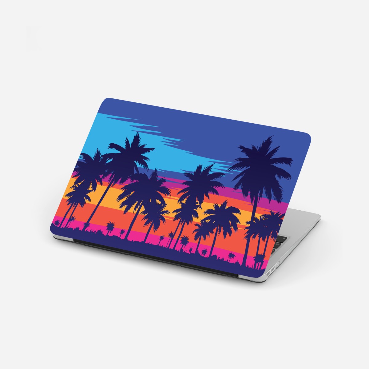 Laptop-Aufkleber bunter sonnenuntergang mit palmen – Wallnifity®