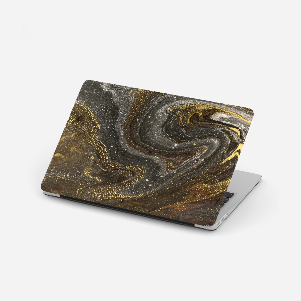 Laptop-Aufkleber gold-schwarzer marmorwirbel – Wallnifity®