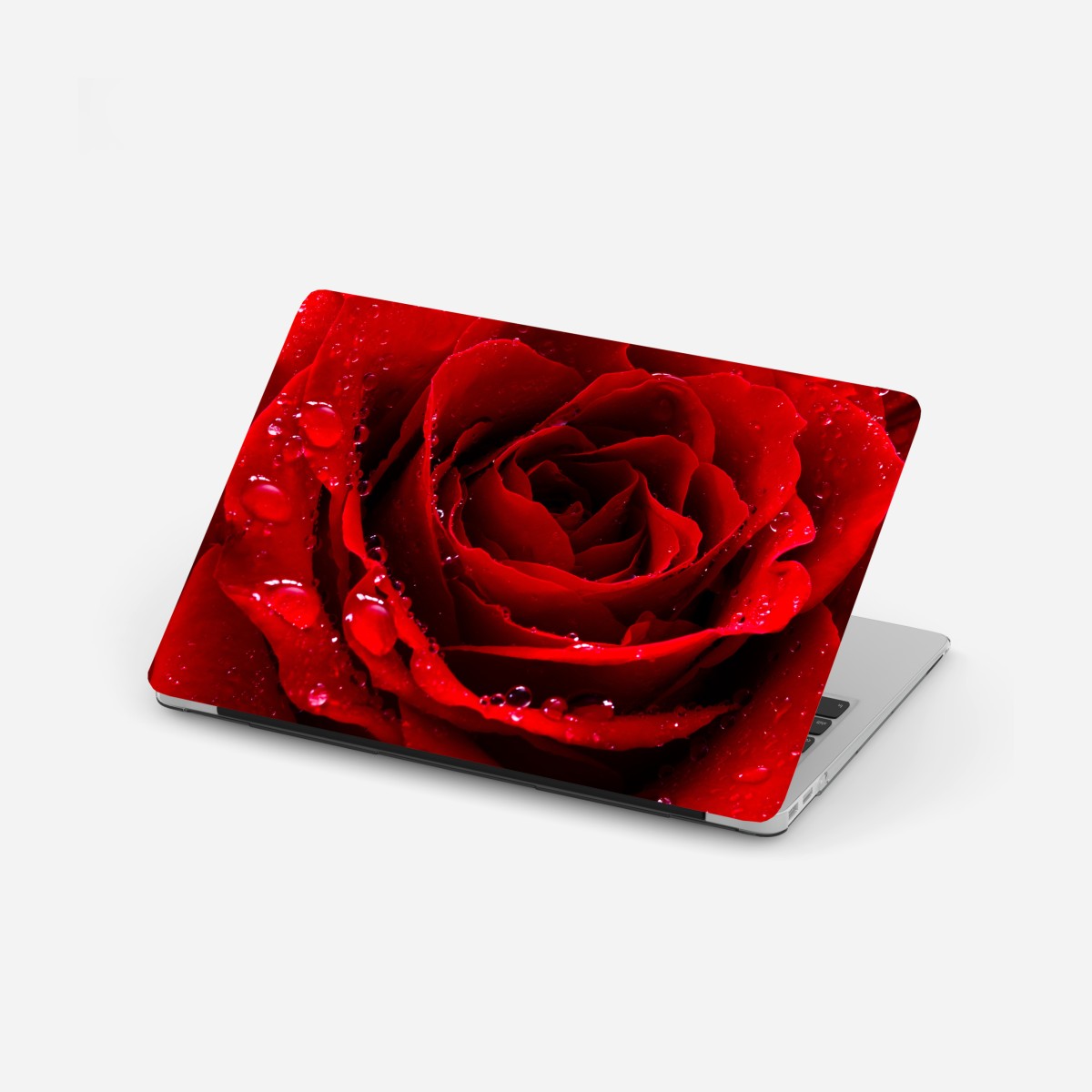 Laptop-Aufkleber leuchtend rote rose nahaufnahme – Wallnifity®