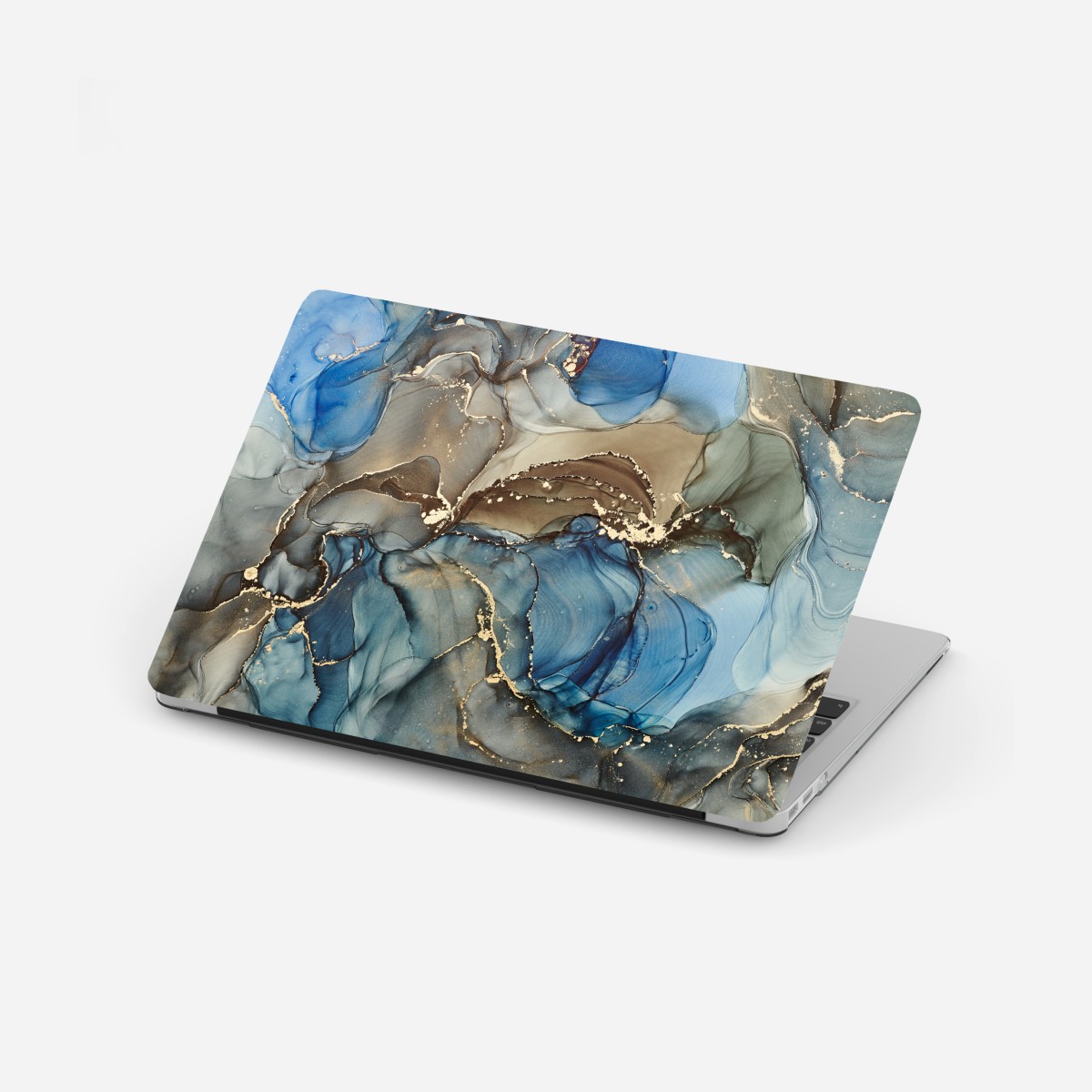 Laptop-Aufkleber blaue und goldene flüssige abstraktion – Wallnifity®