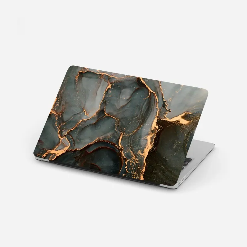 Laptop-Aufkleber luxuriöse türkis abstraktion mit goldenen adern
