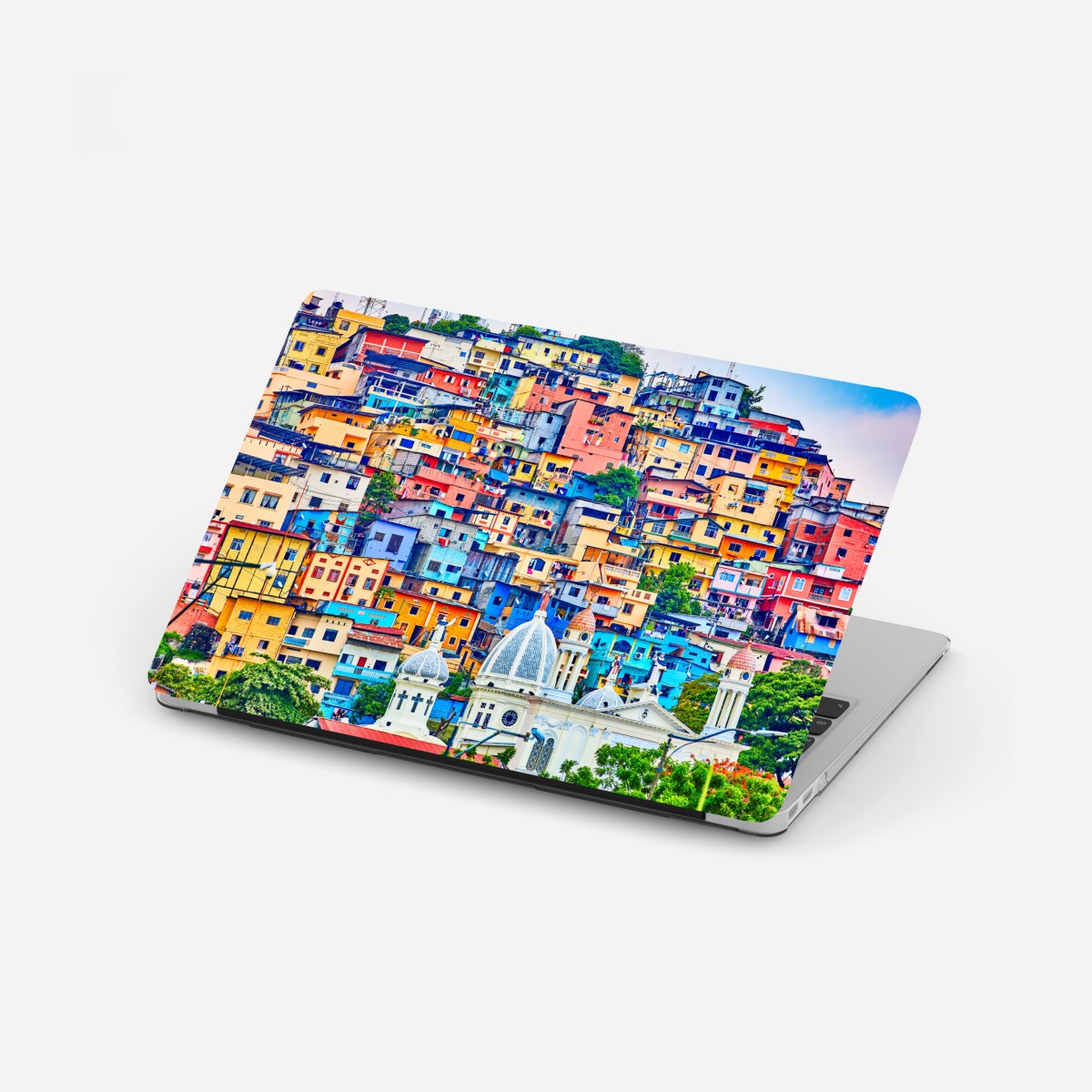 Laptop-Aufkleber bunte häuser von Las Peñas am Santa Ana hügel, Guayaquil – Wallnifity®