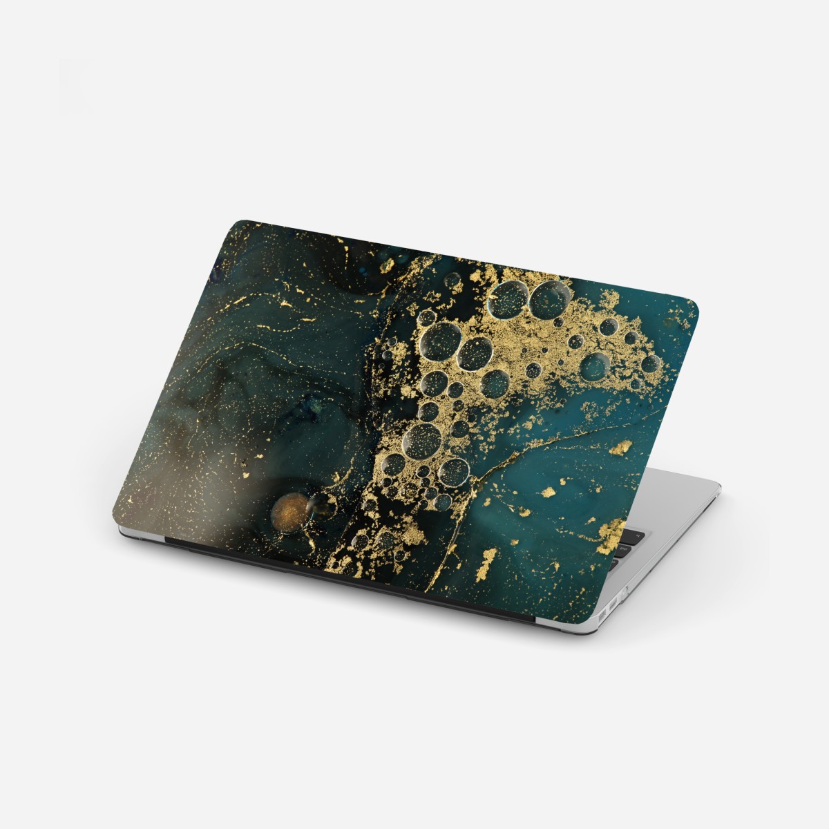 Laptop-Aufkleber türkis-gold abstrakte marmorierte textur – Wallnifity®