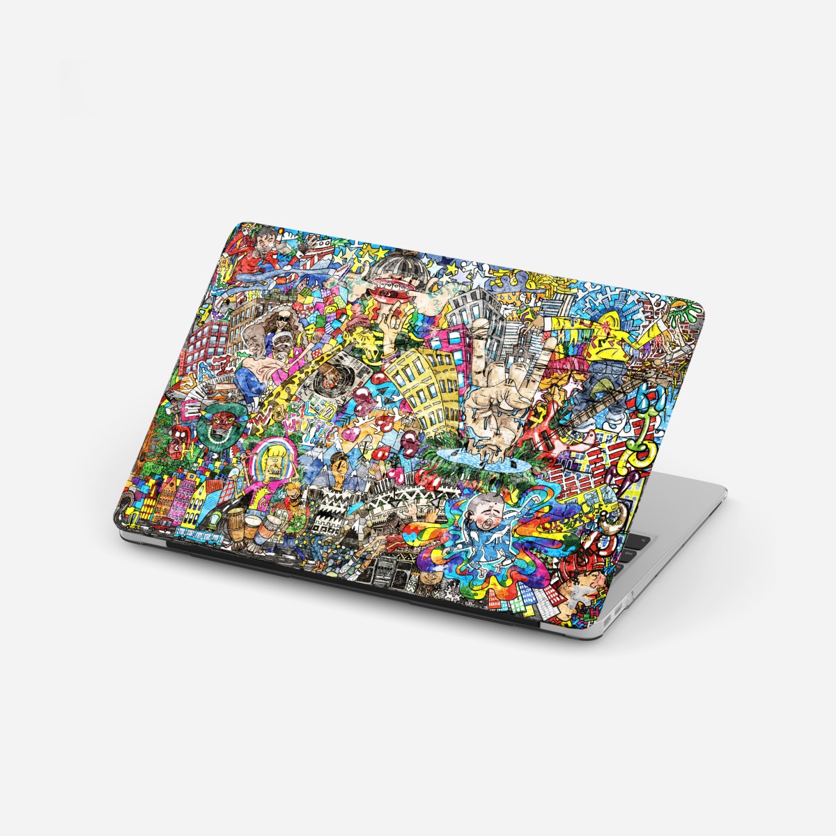 Laptop-Aufkleber farbenfrohes urbanes musikmural – Wallnifity®
