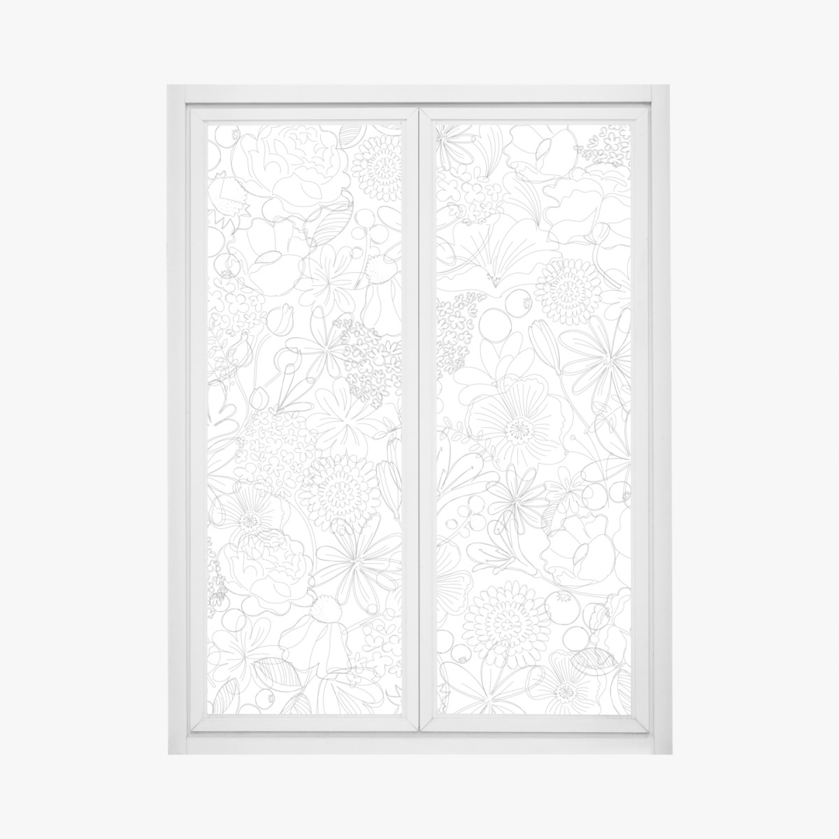 Fensteraufkleber zartes handgezeichnetes blumenlinienmuster – Wallnifity®