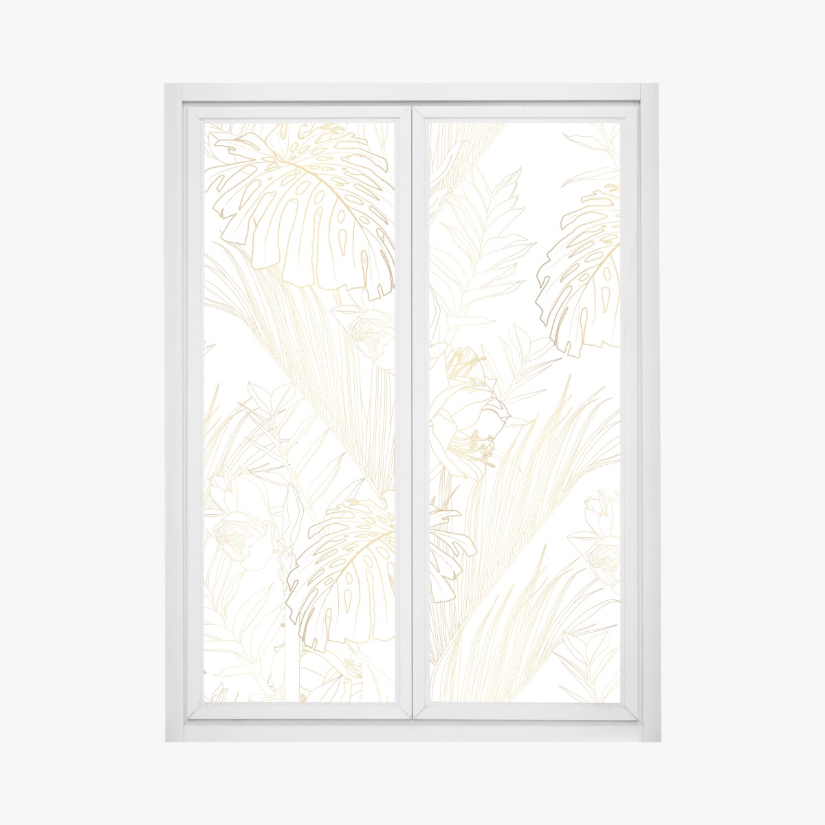 Fensteraufkleber goldenes tropisches blattmuster – Wallnifity®