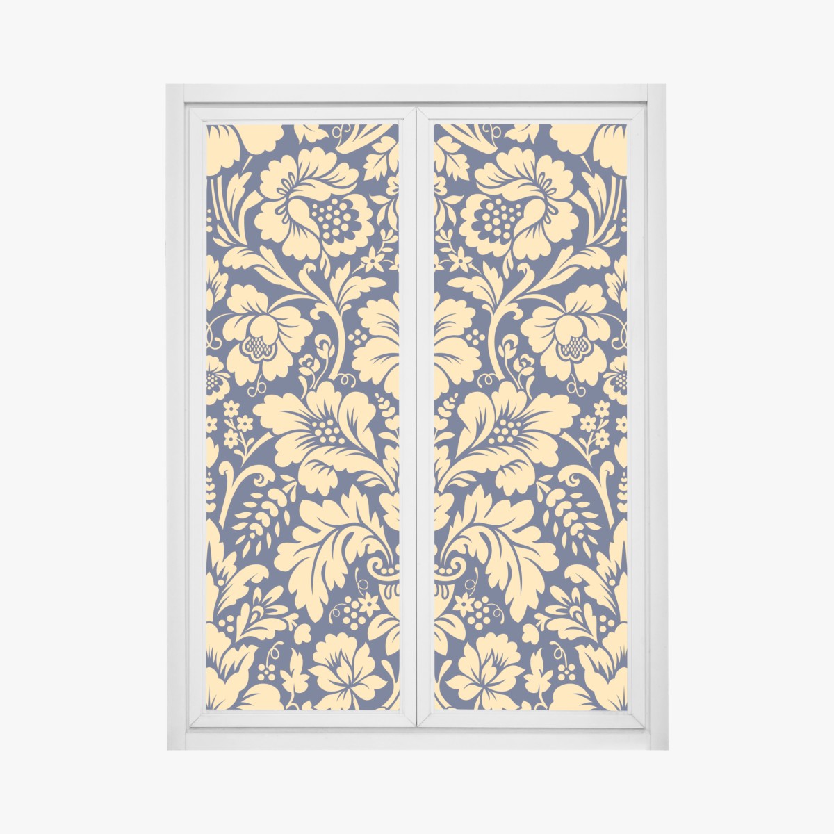 Fensteraufkleber dunkelblau-beiges damastmuster – Wallnifity®