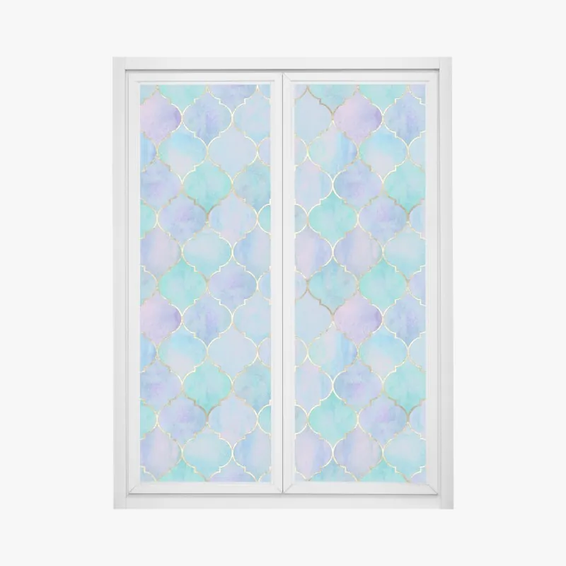 Fensteraufkleber pastell türkis marokkanisches fliesenmuster