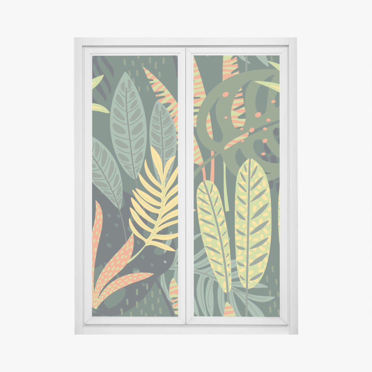 Fensteraufkleber botanisches blattmuster im dschungelstil – Wallnifity®