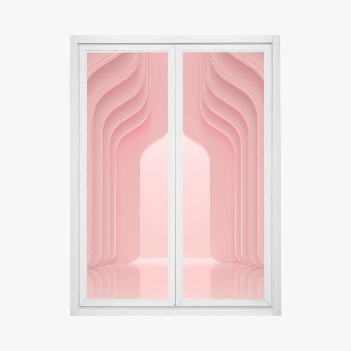 Fensteraufkleber zeitgenössisches korallenrosa architekturmotiv – Wallnifity®