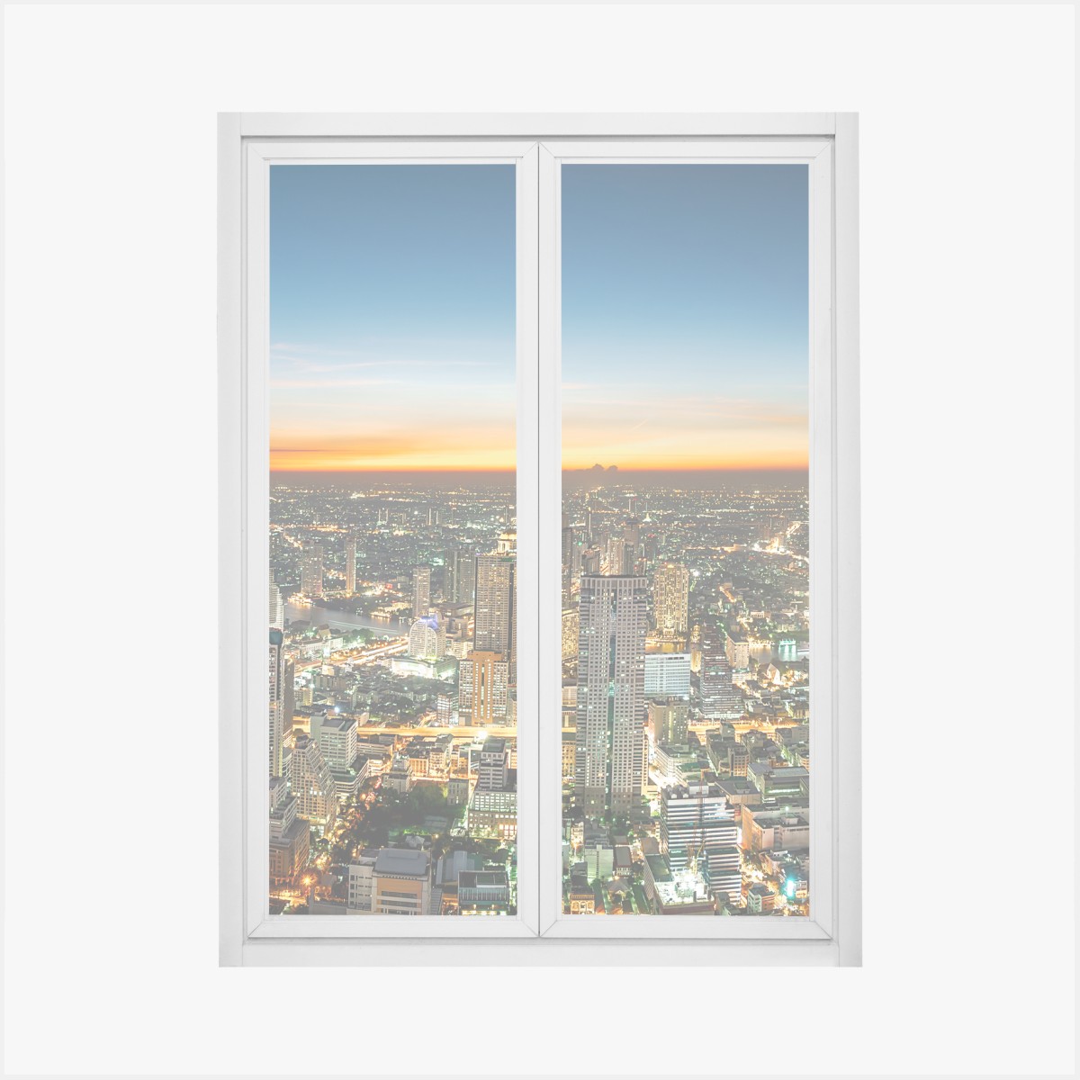 Fensteraufkleber panorama von Bangkok bei dämmerung – Wallnifity®