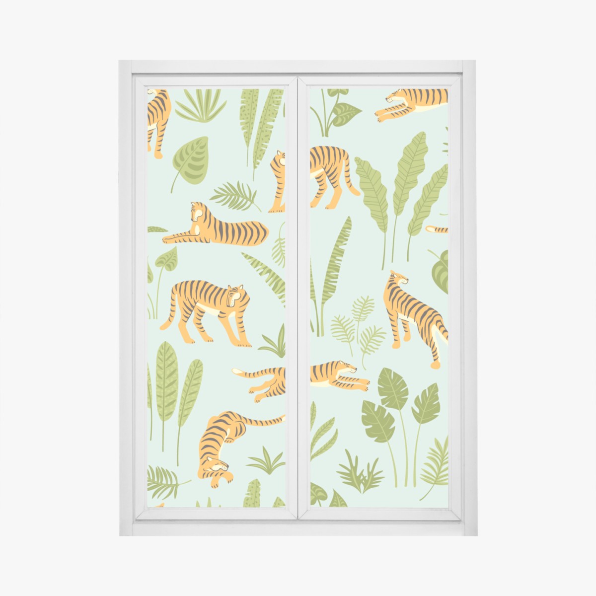 Fensteraufkleber verspieltes tiger dschungel muster – Wallnifity®