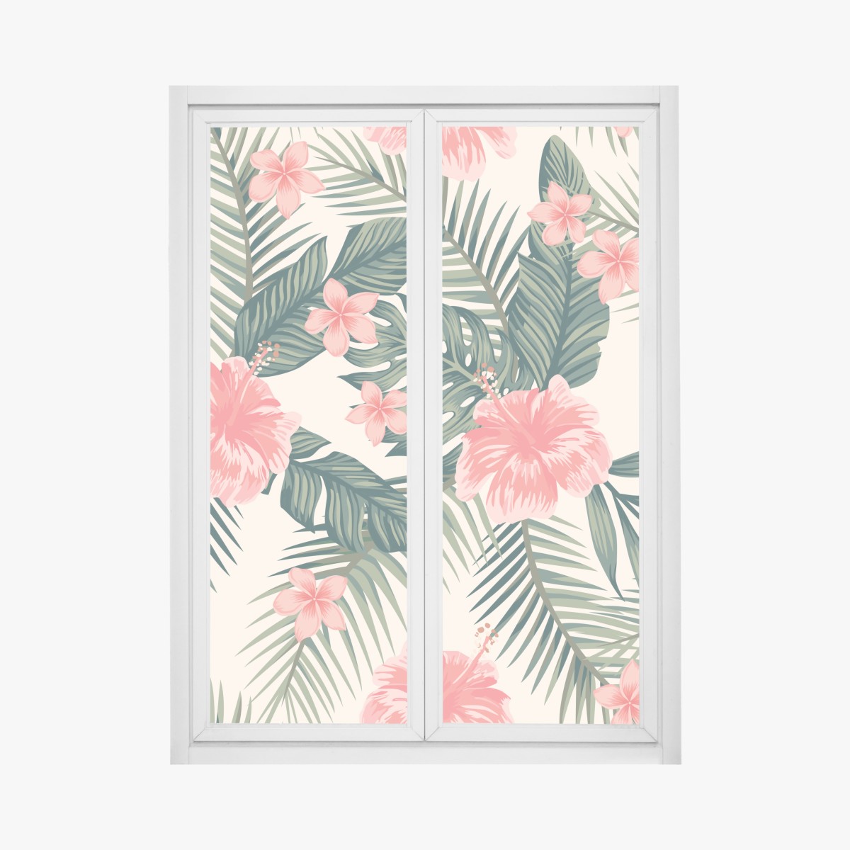 Fensteraufkleber tropisches hibiskusmuster – Wallnifity®