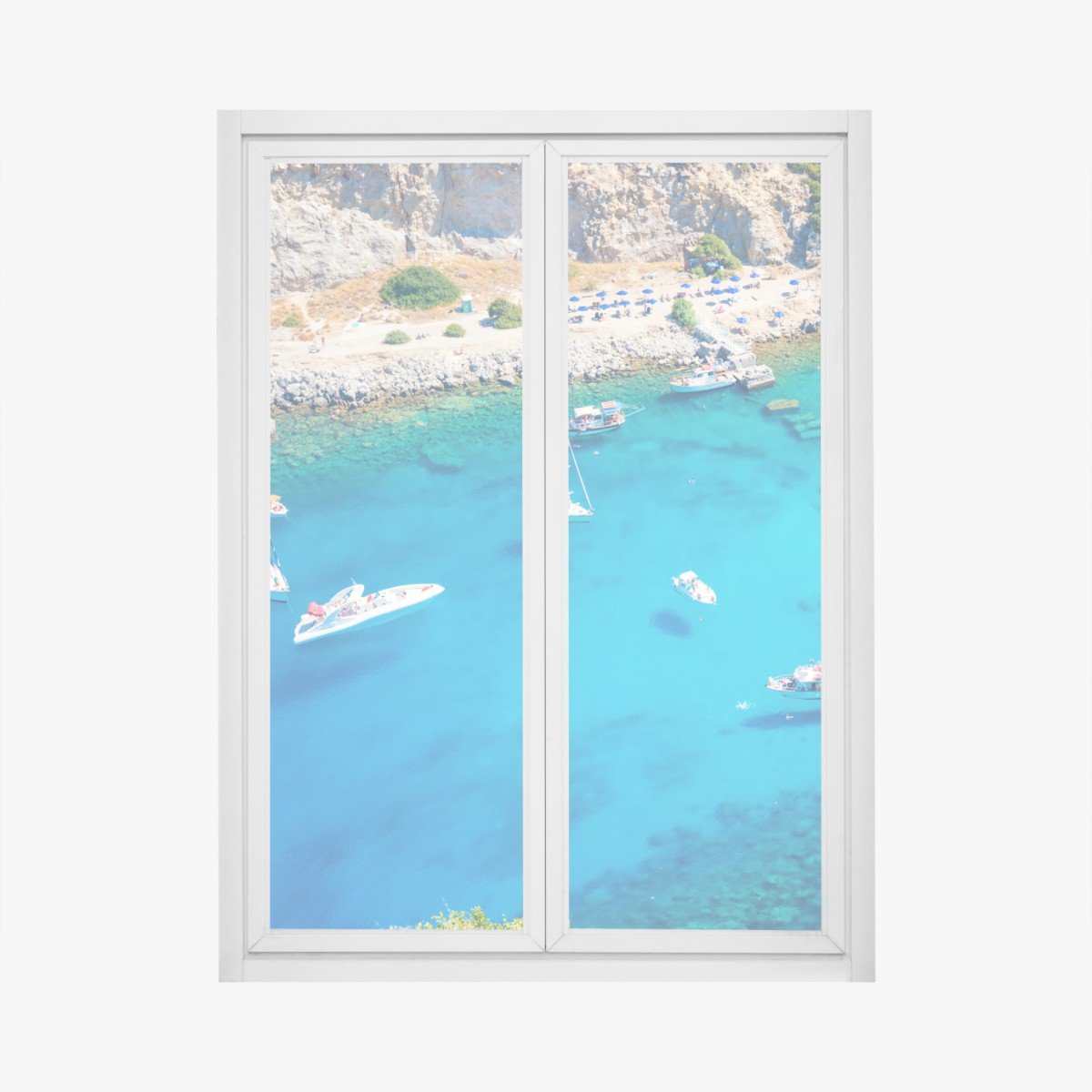 Fensteraufkleber luftaufnahme der Anthony Quinn Bucht, Rhodos – Wallnifity®